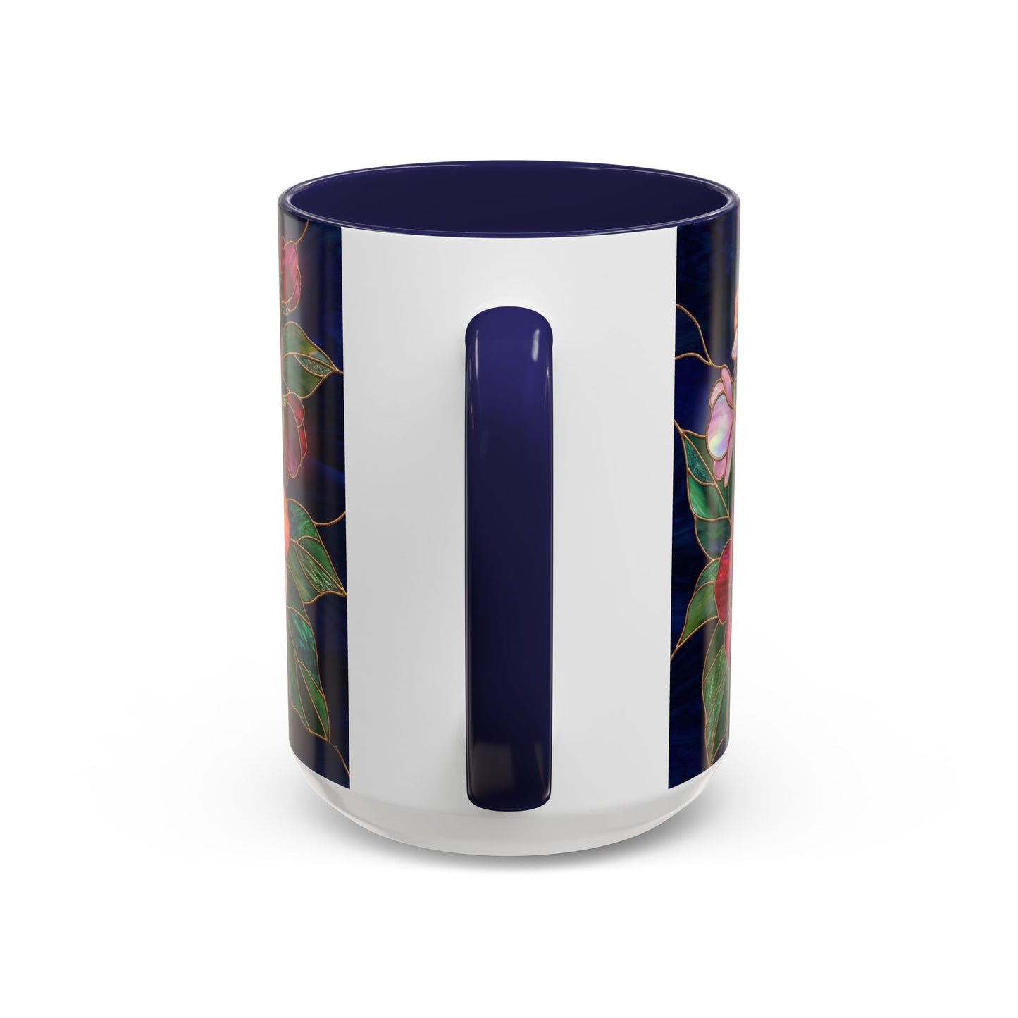 Begonia Floral Accent Coffee Mug – Stained Glass Design 11/15oz - 14555
