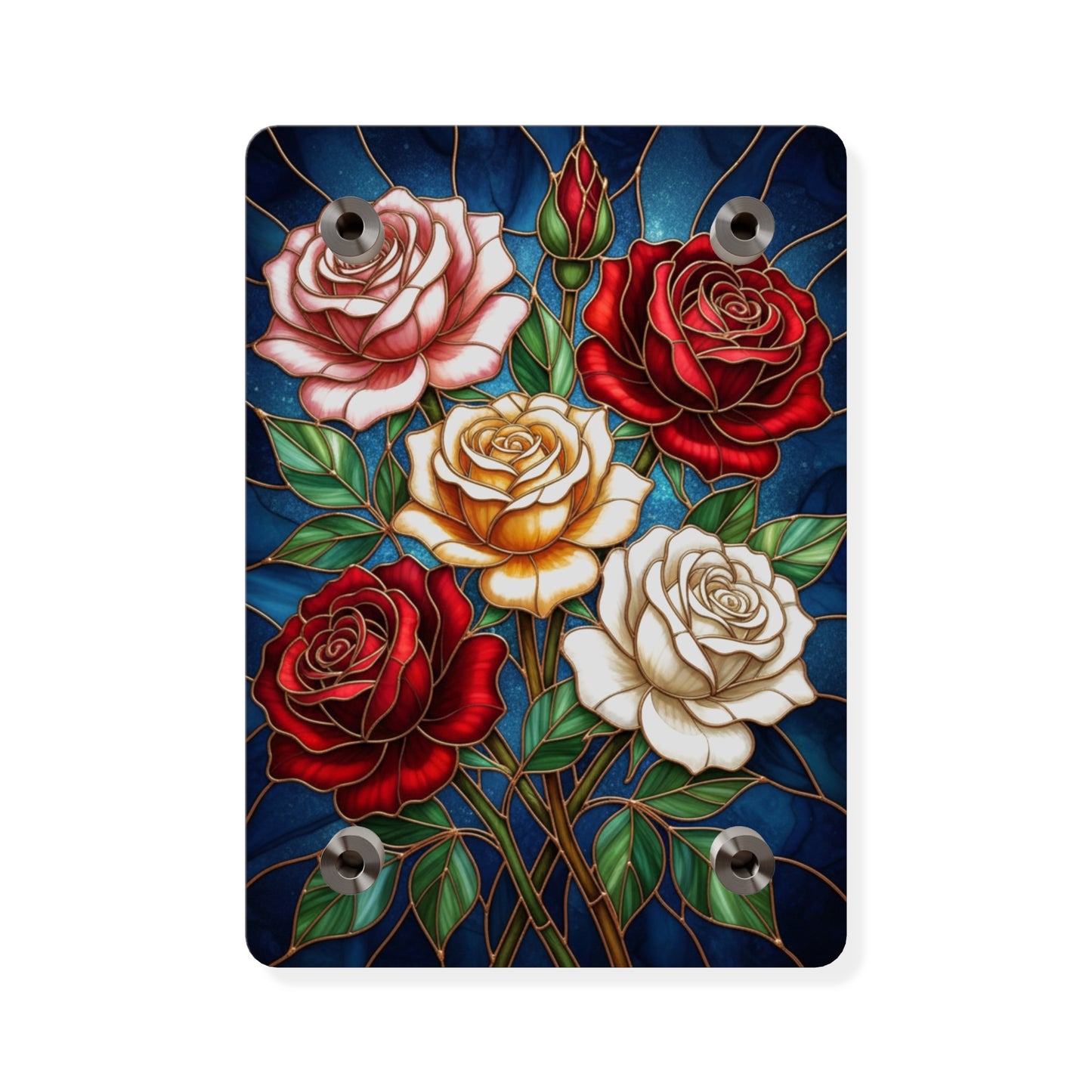 Rose Stained Glass Acrylic Wall Art Panel — Floral Garden Decor - 14604