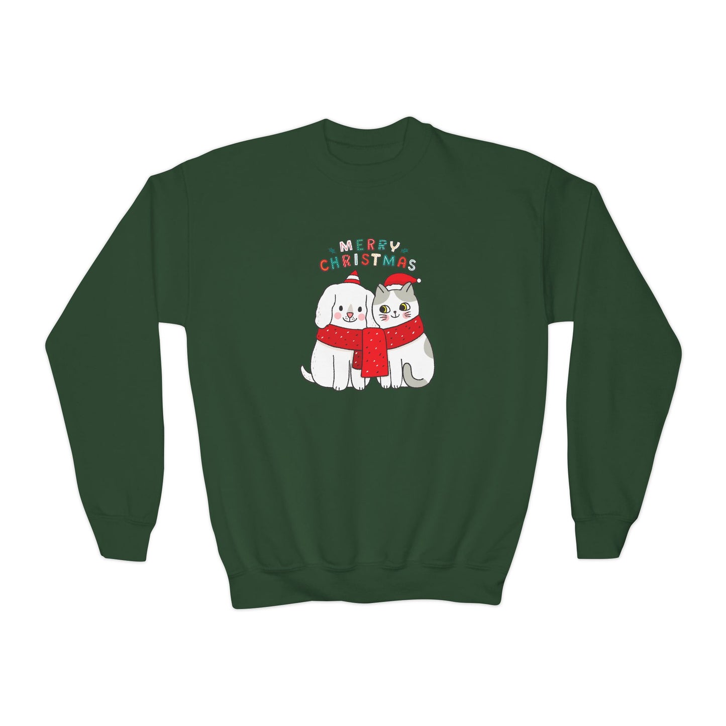 Two Cats, Merry Christmas - Youth Crewneck Sweatshirt - 10272