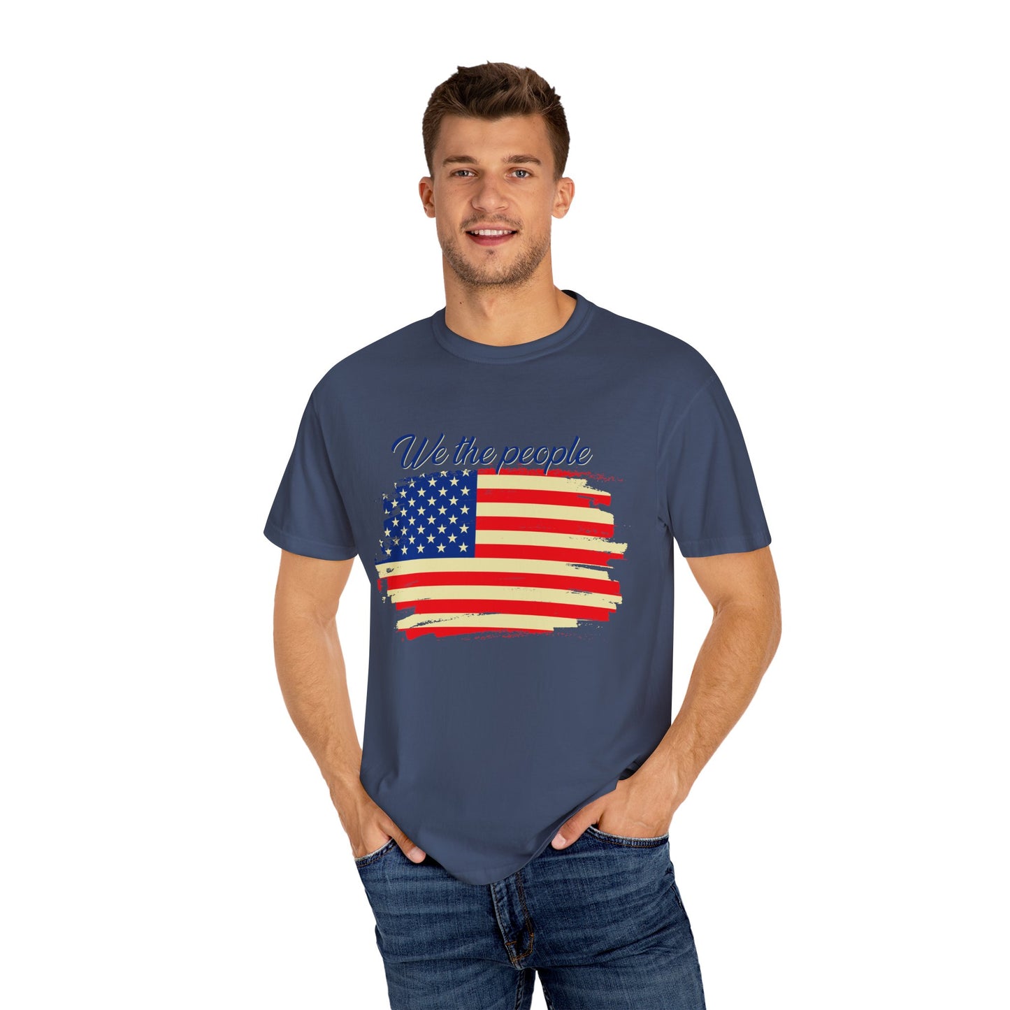Patriotic Garment-Dyed T-Shirt - We the People, Independence Day Gift, Casual Wear, Constitution Day, Freedom Apparel - 13691