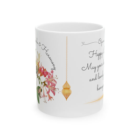 Happy Birthday, June, Honeysuckle, Customized Ceramic Mug, (11oz, 15oz)