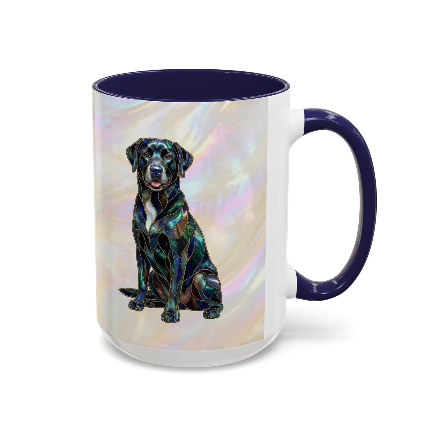 Black Labrador Accent Coffee Mug -Stained Glass Style (11/15oz) 14618
