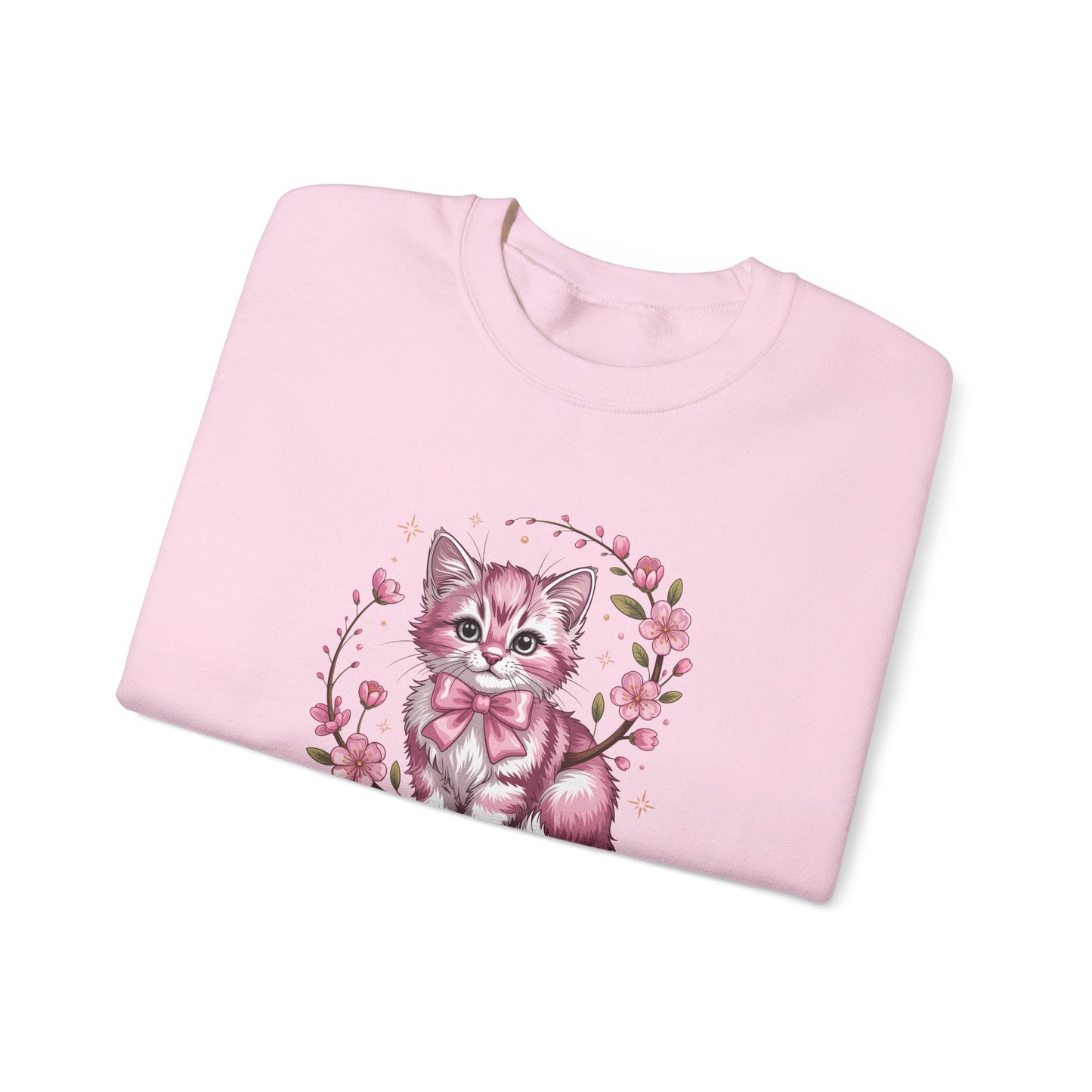 Cute Kitten Illustration Sweatshirt – Pastel Cat Art Crewneck, Cozy Gift for Cat Lovers - 14771