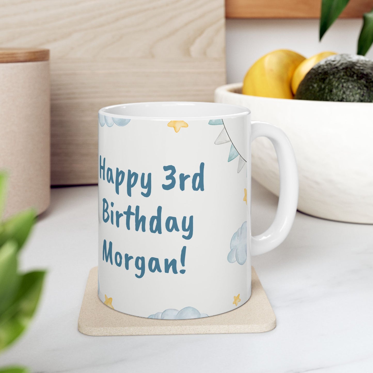 Happy Birthday Elephant Ceramic Mug | Custom Gift For Kids, Cute Animal Mug, Kids Birthday - 13954
