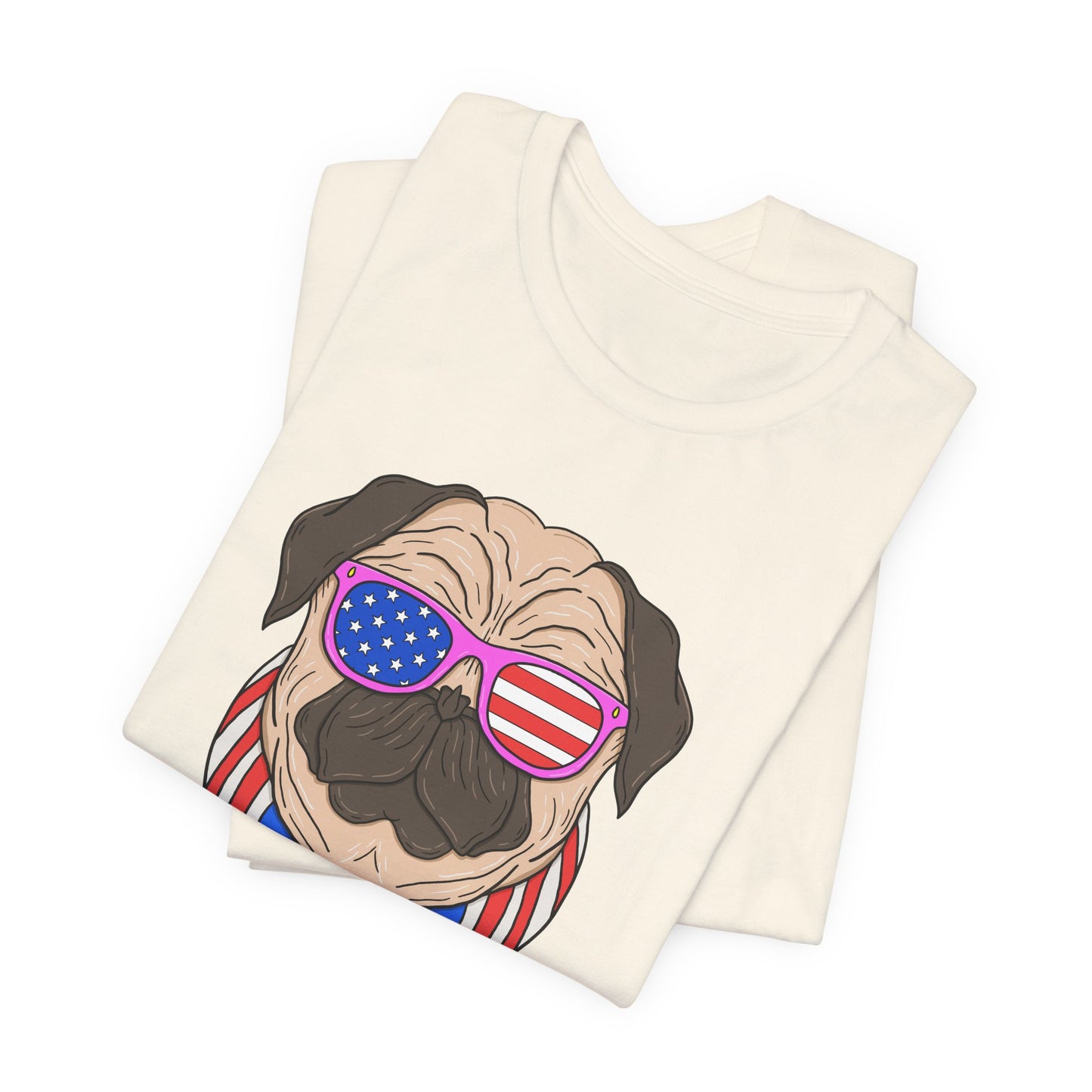 Patriotic Pug Tee, Independence Day T-Shirt, Dog Lovers Gift, Summer Casual Wear, Fun Family Outing Shirt - 13733