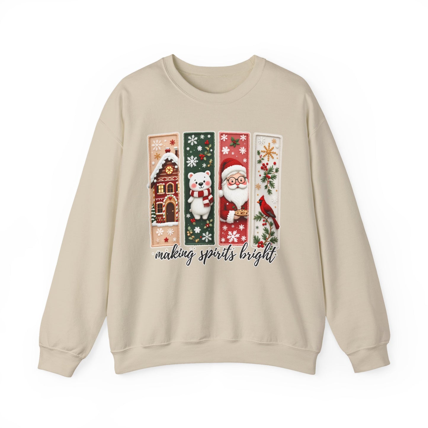 Making Spirits Bright Christmas Crewneck Sweatshirt, Holiday Graphic Sweater - 14932