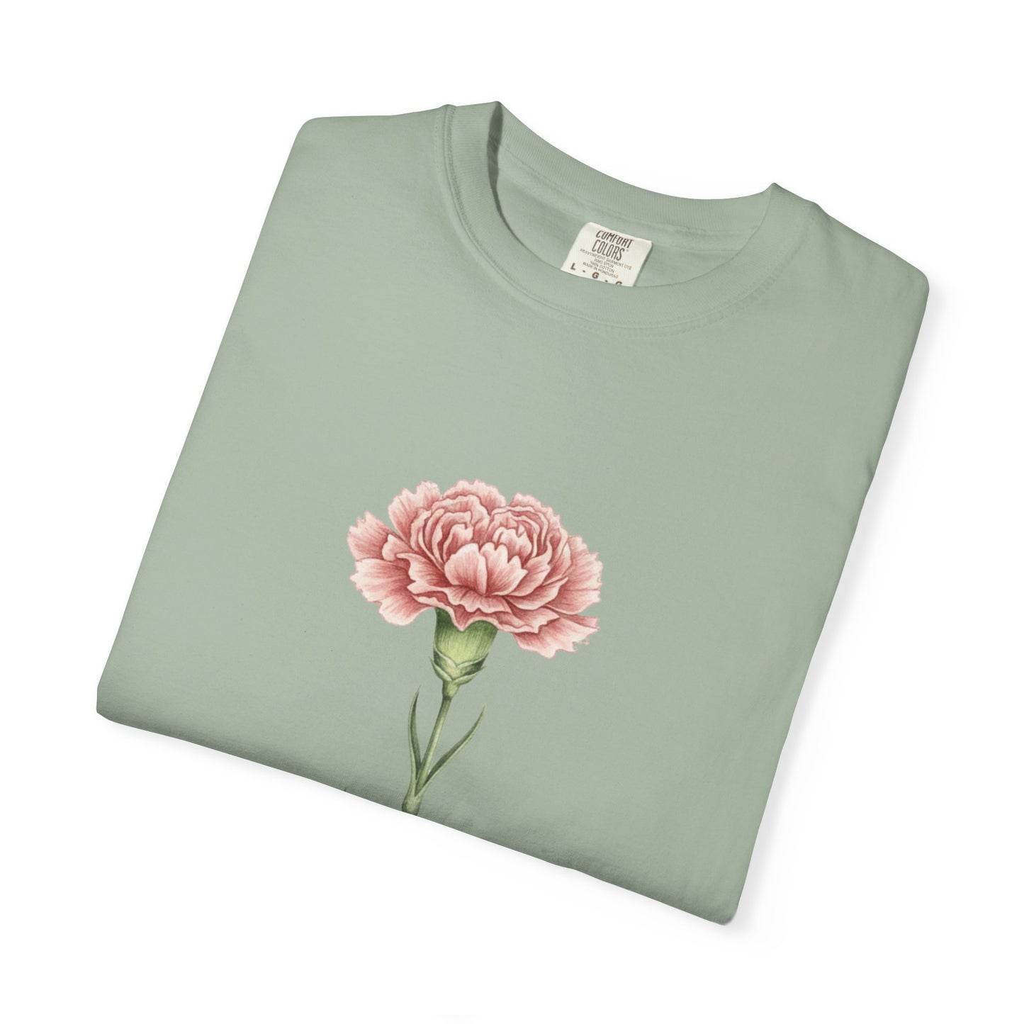 January Birth Flower Carnation T-Shirt – Heavyweight Garment-Dyed Tee - 14686