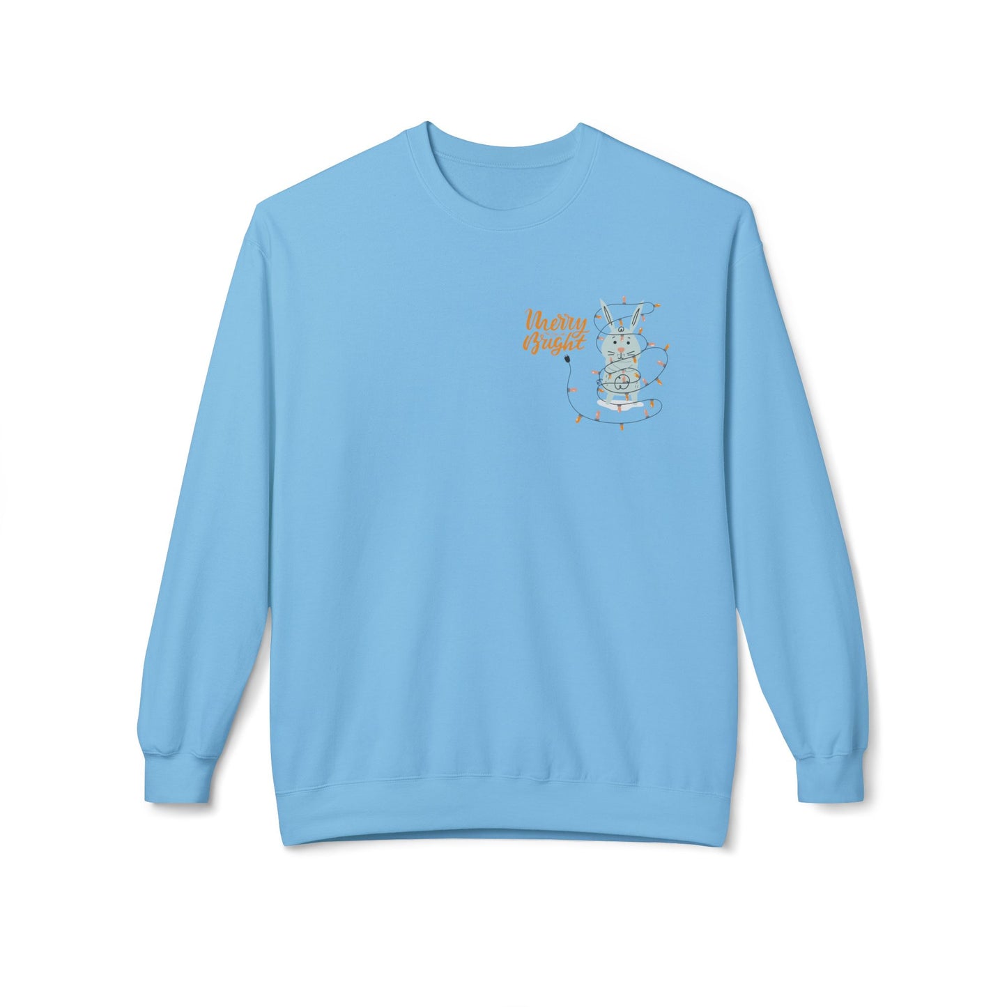 Rabbit with Christmas Light - Unisex Midweight Softstyle Fleece Crewneck Sweatshirt - 10492