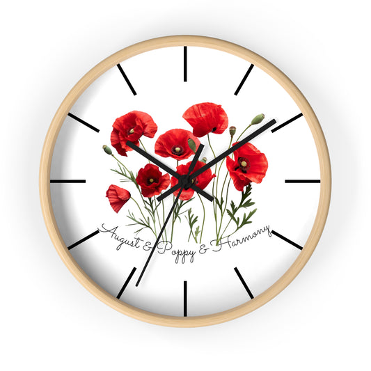 Happy Birthday August, Poppy - Wall Clock