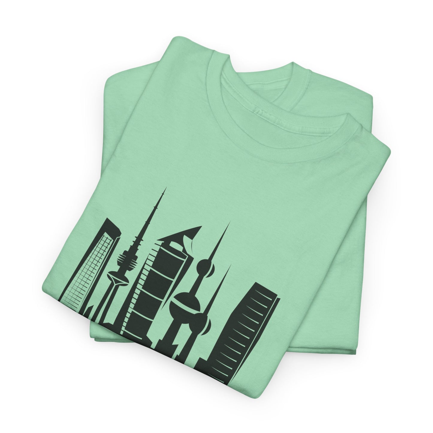 Kuwait City Graphic Unisex Heavy Cotton Tee - Urban Skyline Shirt - 12262