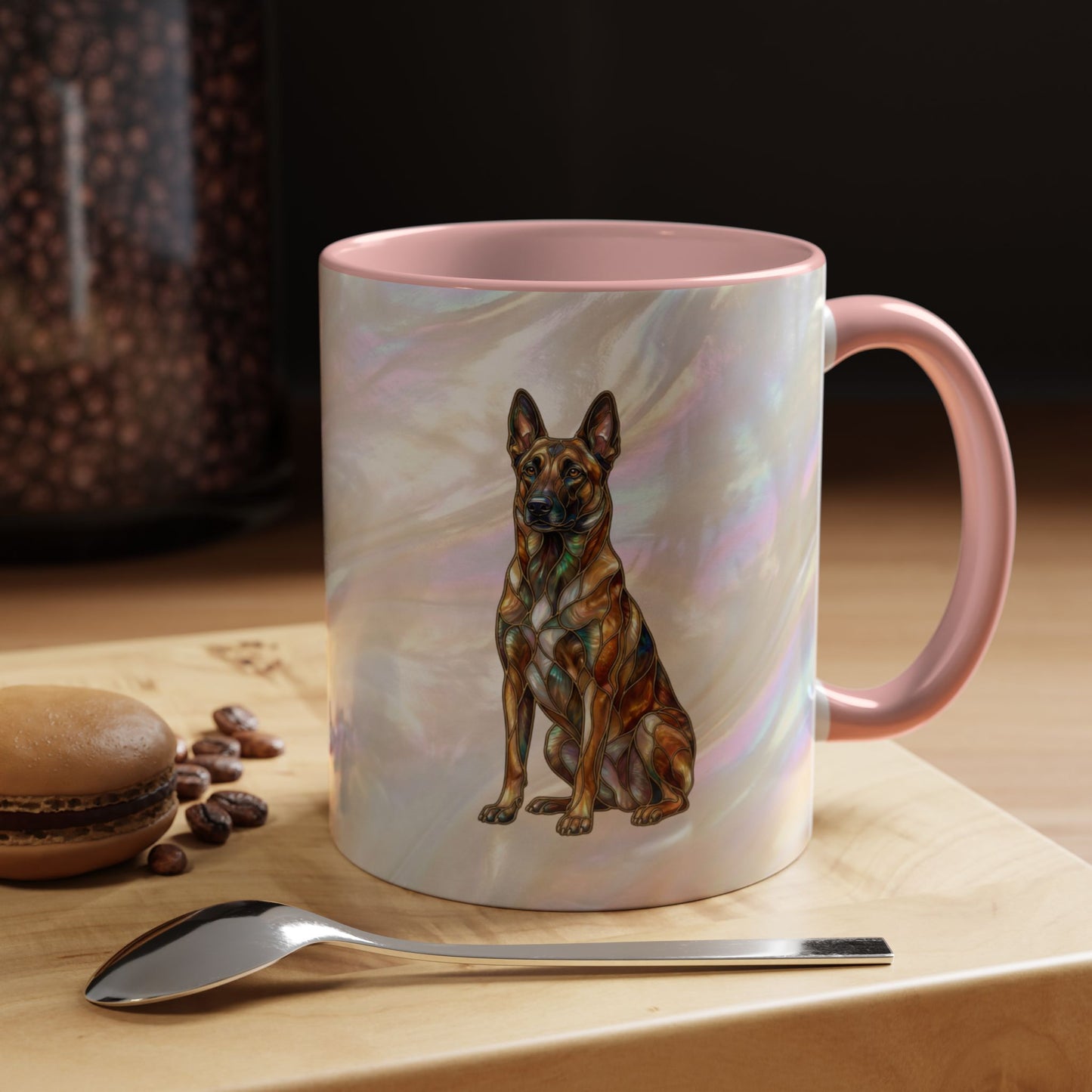 Belgian Malinois Accent Coffee Mug - Stained Glass Design 11oz & 15oz - 14616