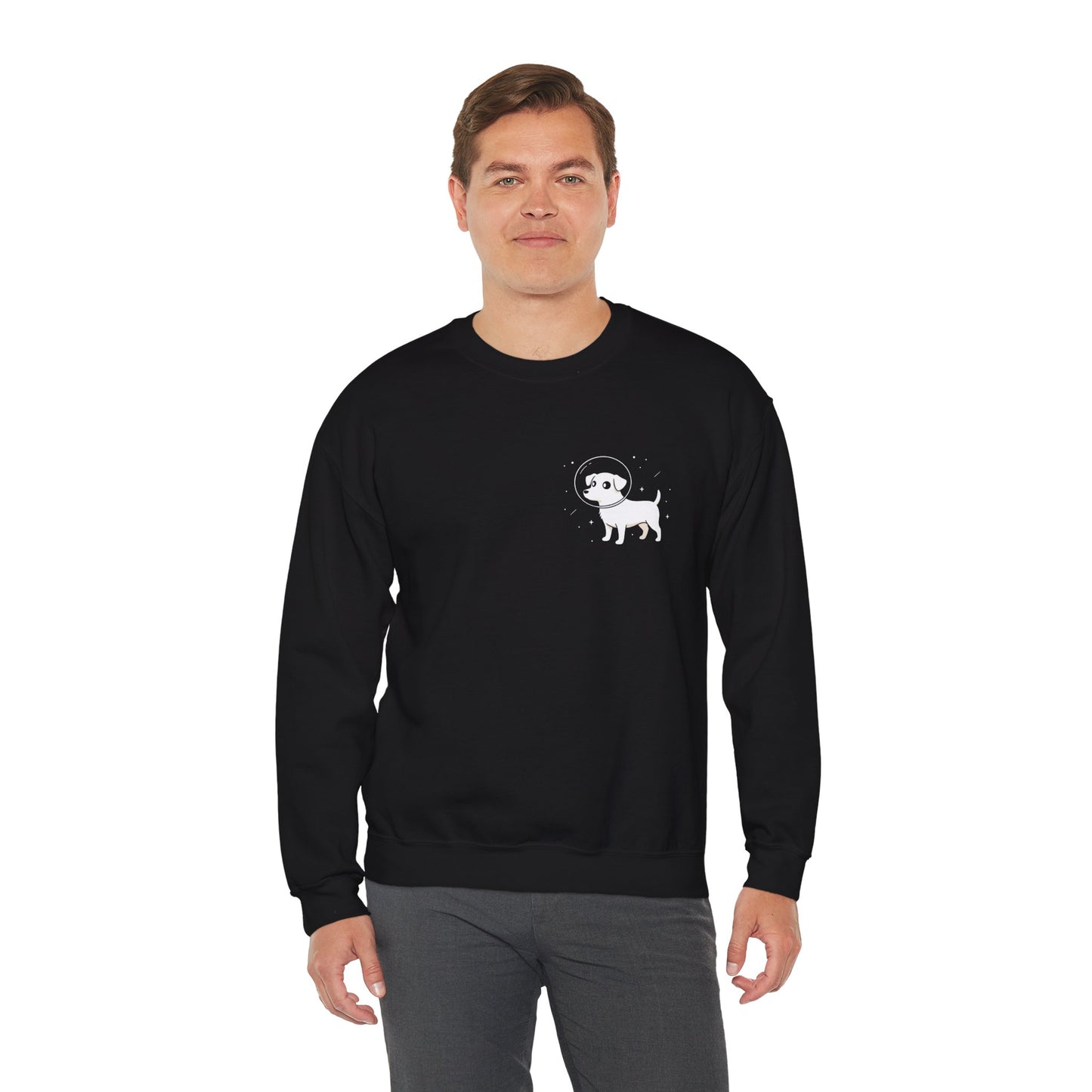 Dog in Space Crewneck Sweatshirt – Space Puppy Graphic Pullover - 14678