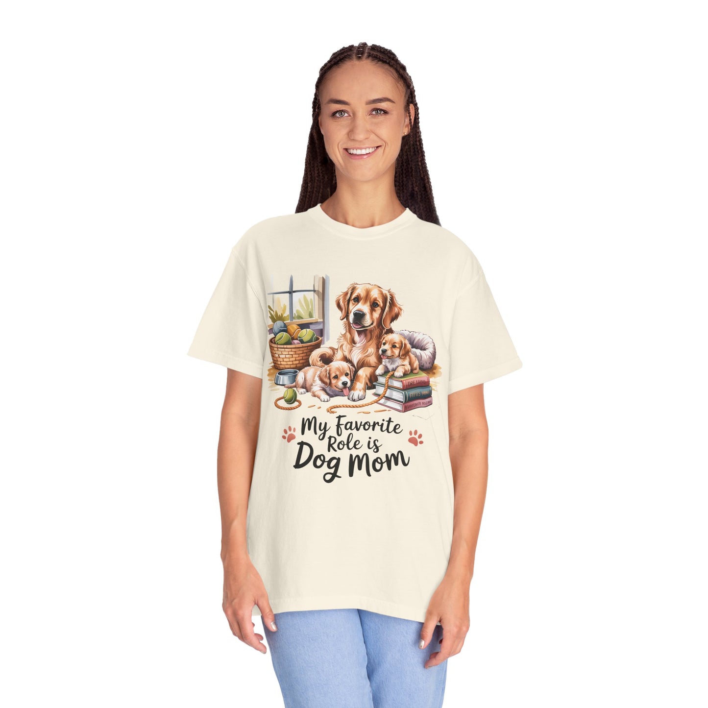 Dog Mom Shirt – My Favorite Role is Dog Mom | Cute Golden Retriever Puppy T-Shirt for Dog Lovers - 14800