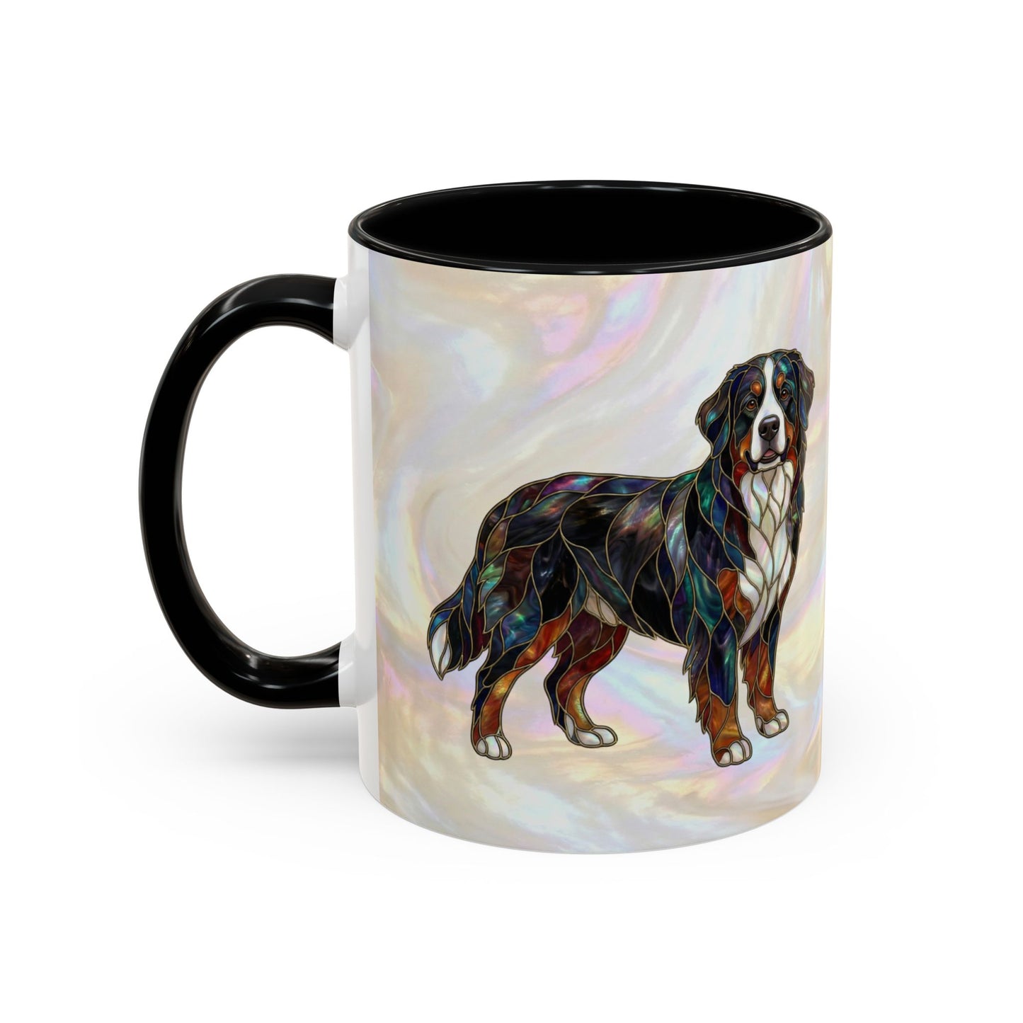 Bernese Mountain Dog Accent Coffee Mug — Stained Glass Design (11/15 oz) - 14617