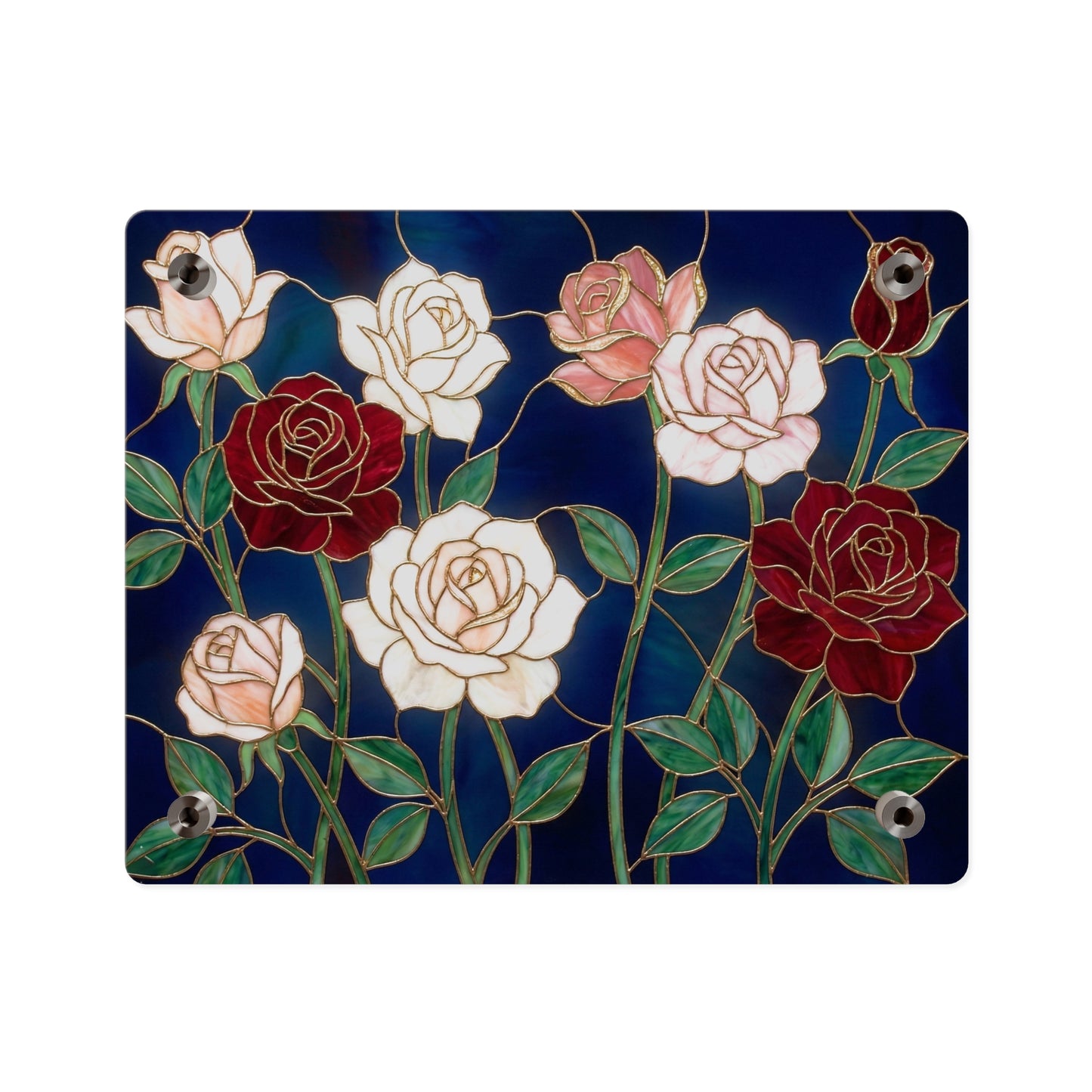Rose Stained Glass Acrylic Wall Art Panel — Floral Garden Decor - 14604