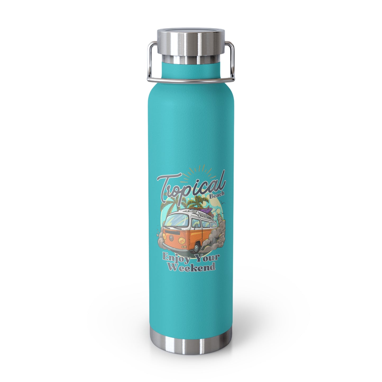 Tropical Beach, Enjoy Your Weekend - Copper Vacuum Insulated Bottle, 22oz - 10745