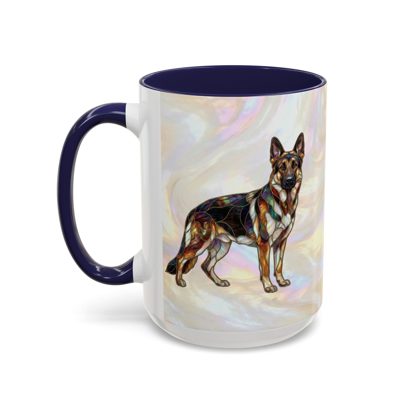 German Shepherd Accent Coffee Mug — Stained Glass Design (11/15oz) - 14633