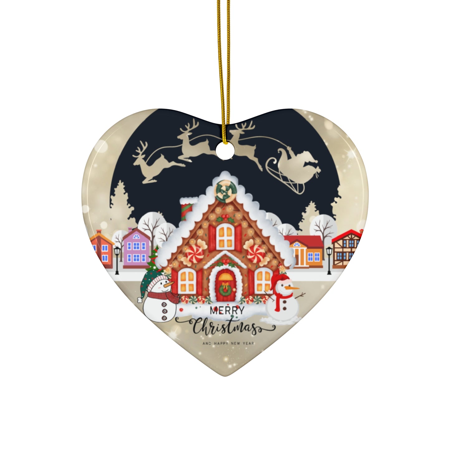 Christmas House - Ceramic Ornament, 4 Shapes