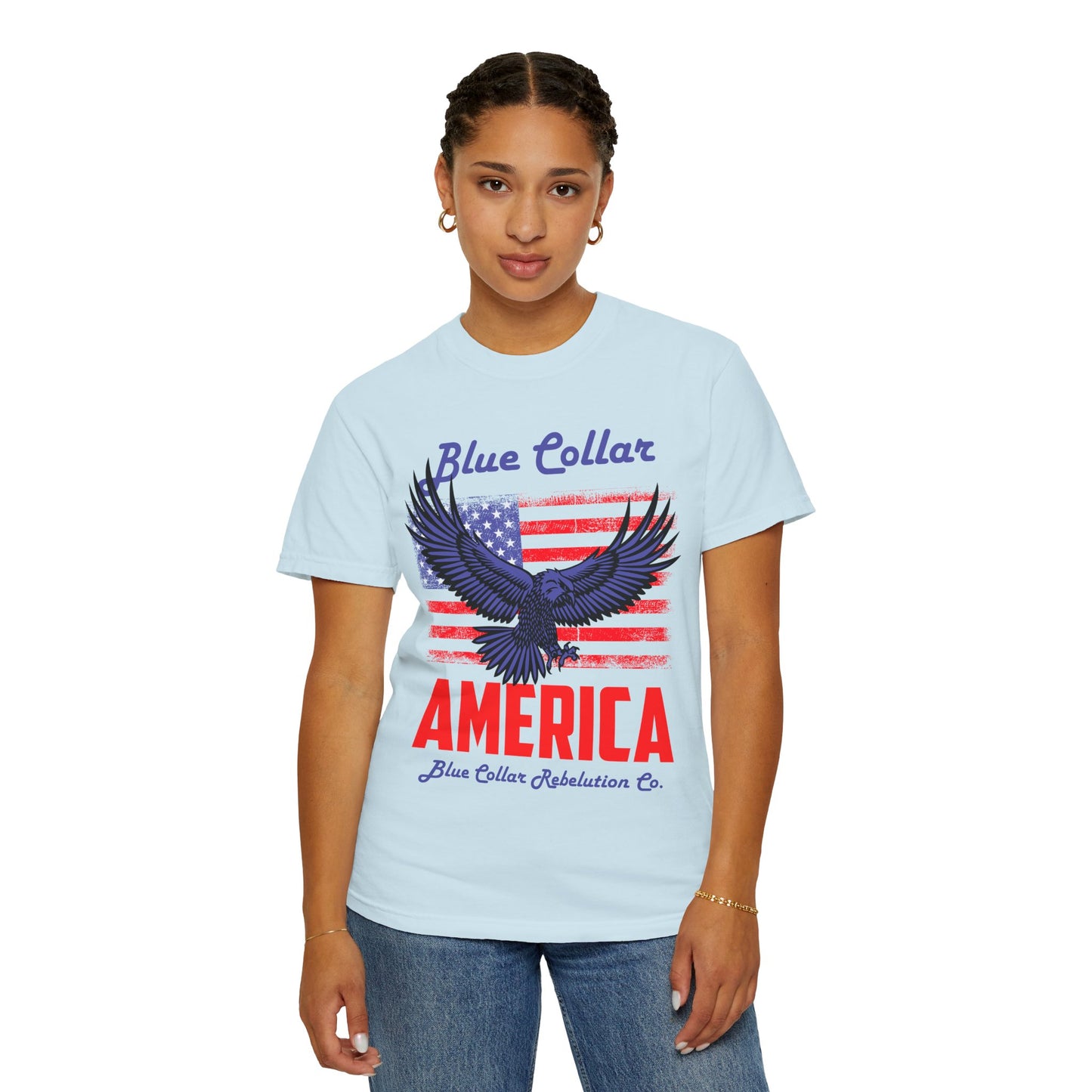 Unisex American Eagle Graphic Tee - Perfect for Patriotic Events, Casual Wear, 4th of July Gatherings, Gifts for Blue Collar Workers - 13695