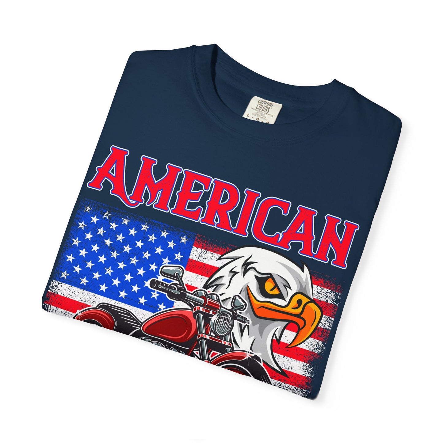 American Classic Tee, Unisex Garment-Dyed T-shirt, Biker Gift, Patriotic Apparel, Rider and Eagle Fashion, Vintage Style - 13658