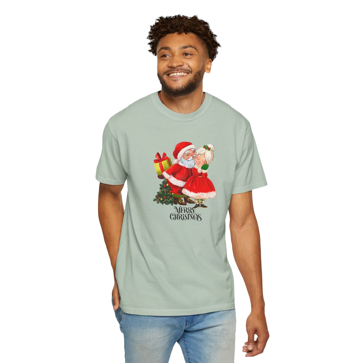 Santa & His Partner - Unisex Garment-Dyed T-shirt - 10025