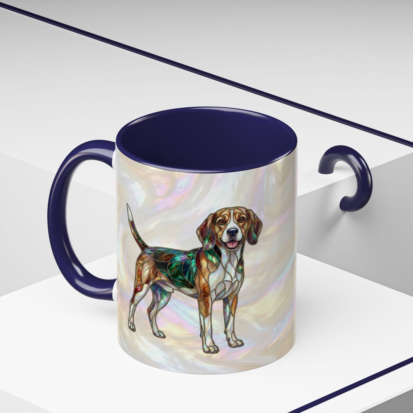 Beagle Accent Coffee Mug — Stained Glass Design (11/15oz) - 14615