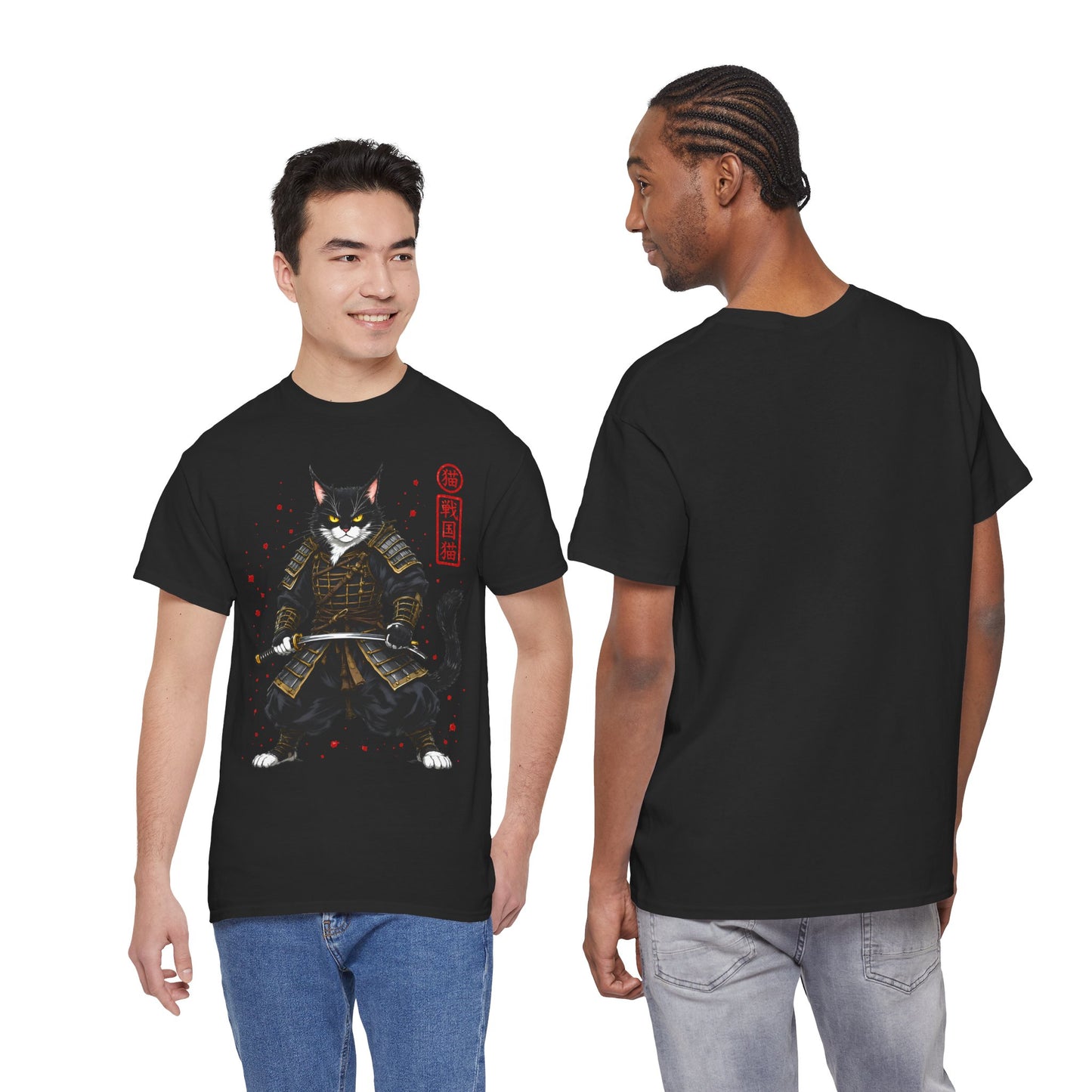 Samurai Cat T-Shirt – Japanese Warrior Cat Graphic Tee, Anime Samurai Cat Shirt, Japanese Streetwear Gift - 14913
