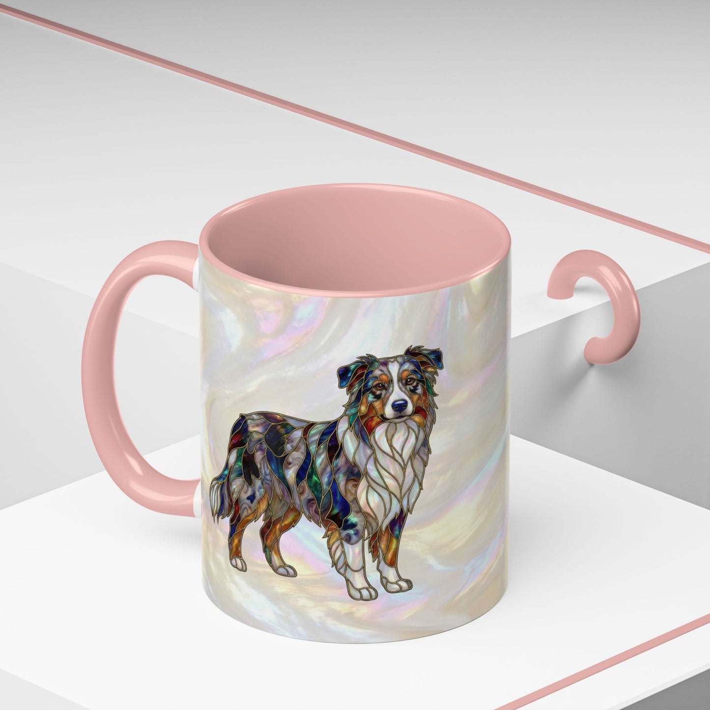 Australian Shepherd Accent Coffee Mug — Stained Glass Design (11/15oz) -14614