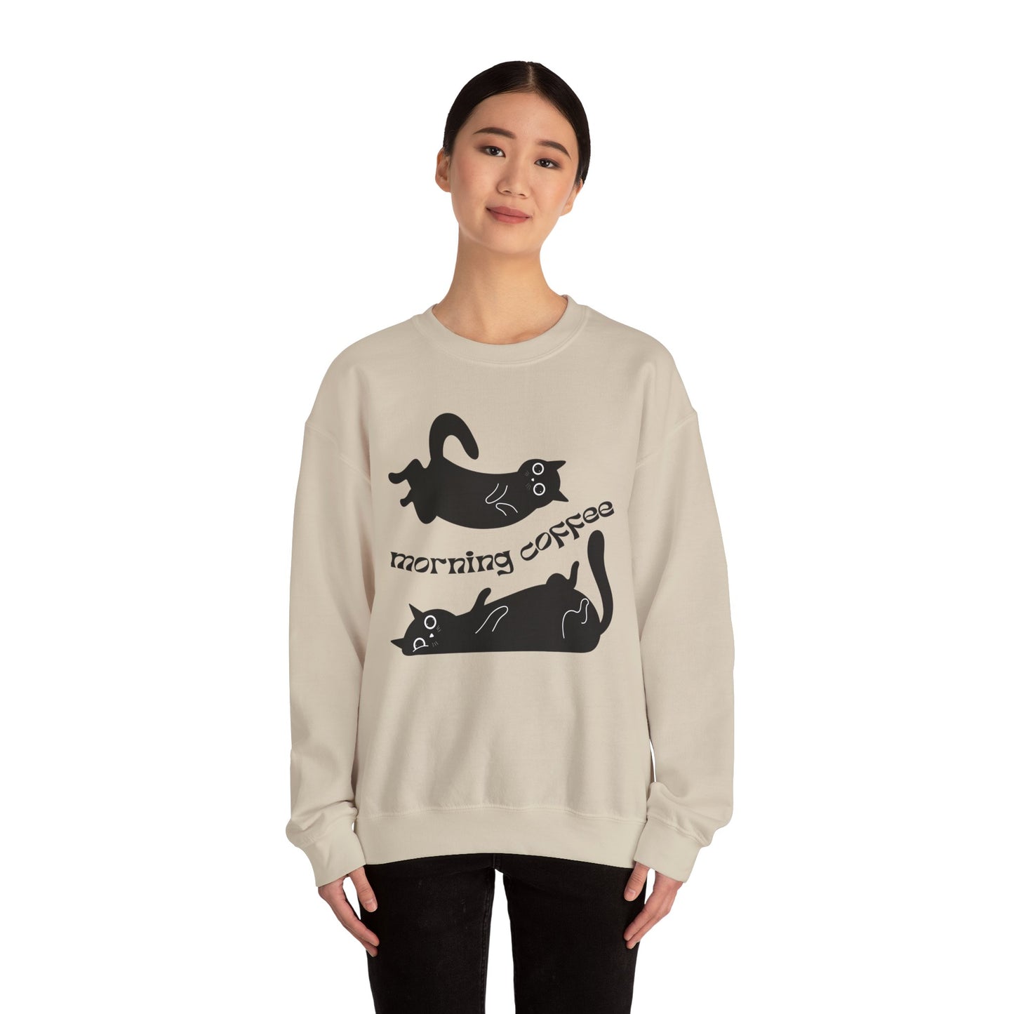 Black Cats, Morning Coffee - Unisex Heavy Blend™ Crewneck Sweatshirt - 11325