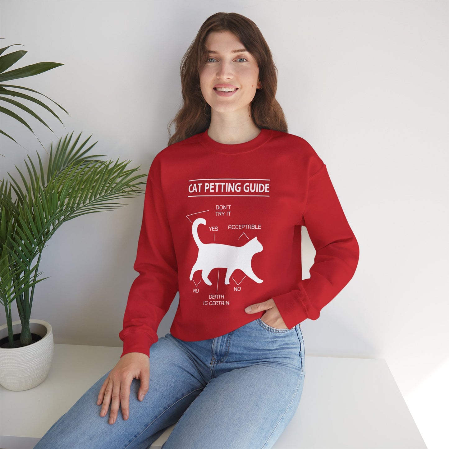 Cat Petting Guide - Unisex Heavy Blend™ Crewneck Sweatshirt