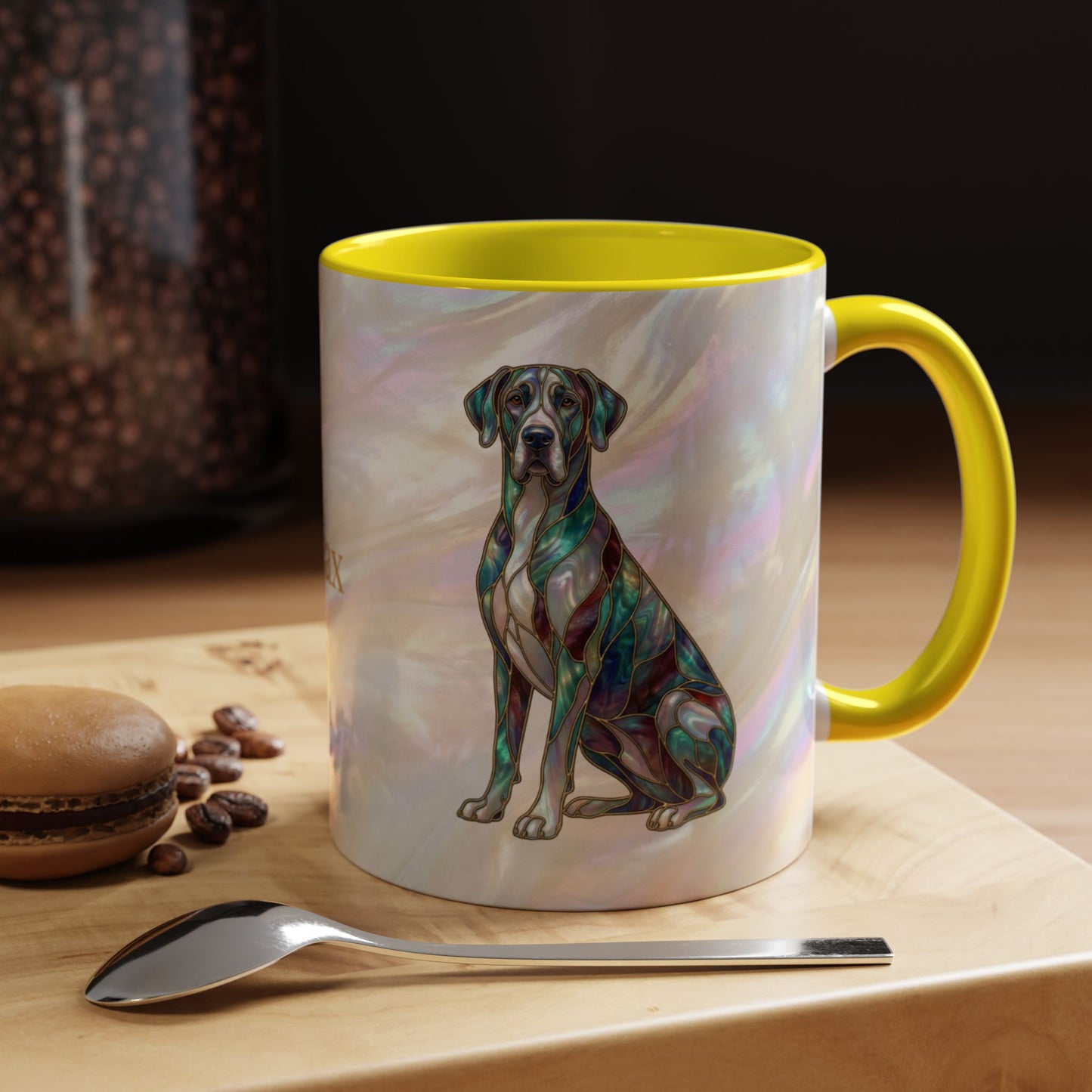 Personalized Great Dane Dog Mug — Stained Glass Design (11/15 oz) - 14550