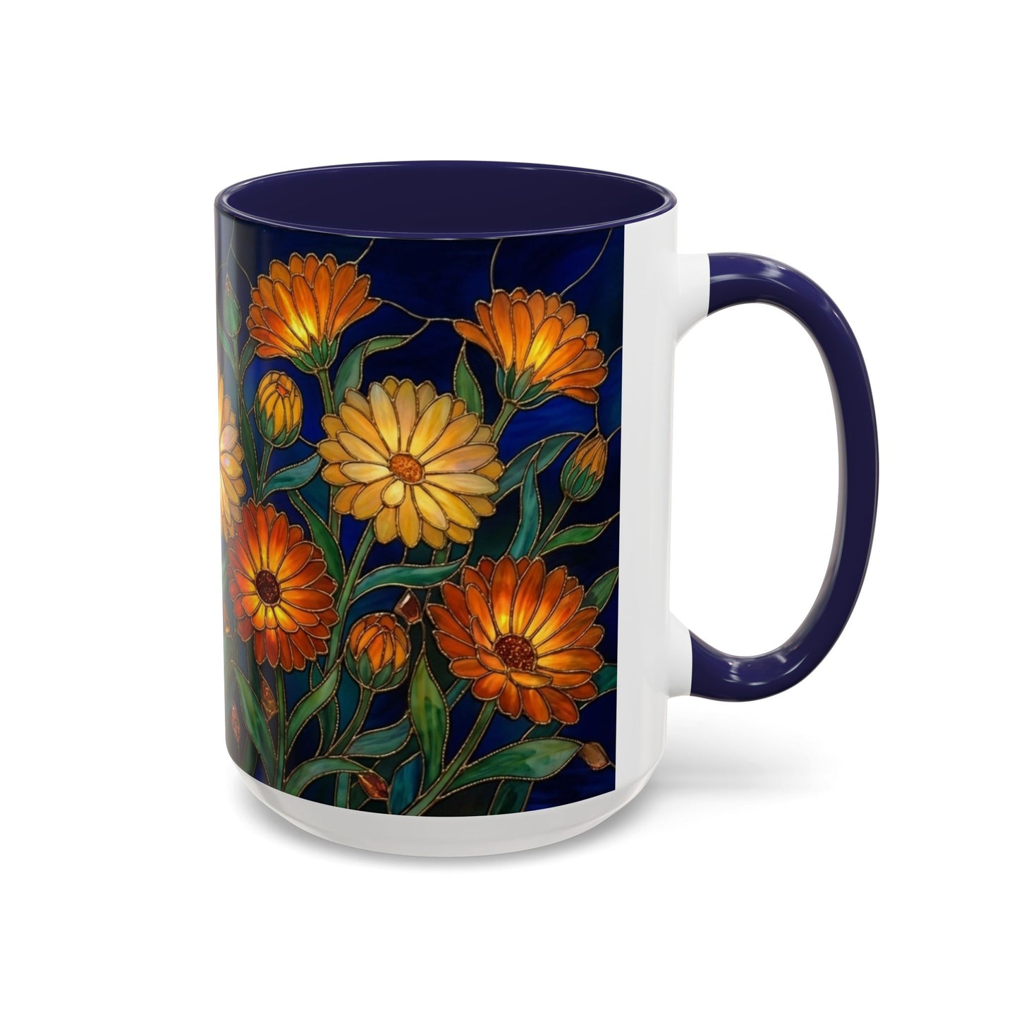 Calendula Accent Coffee Mug — Stained Glass Design (11/15oz) - 14549