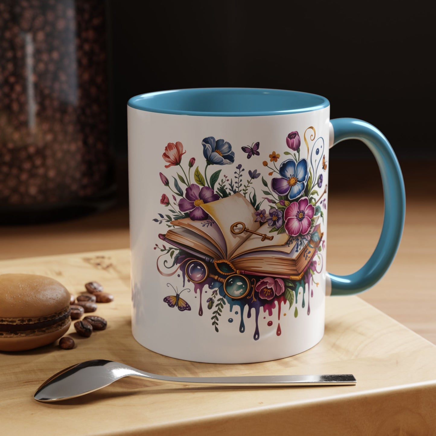 Floral Storybook Coffee Mug – Open Book with Flowers, Book Lover Gift (11oz / 15oz) - 14829