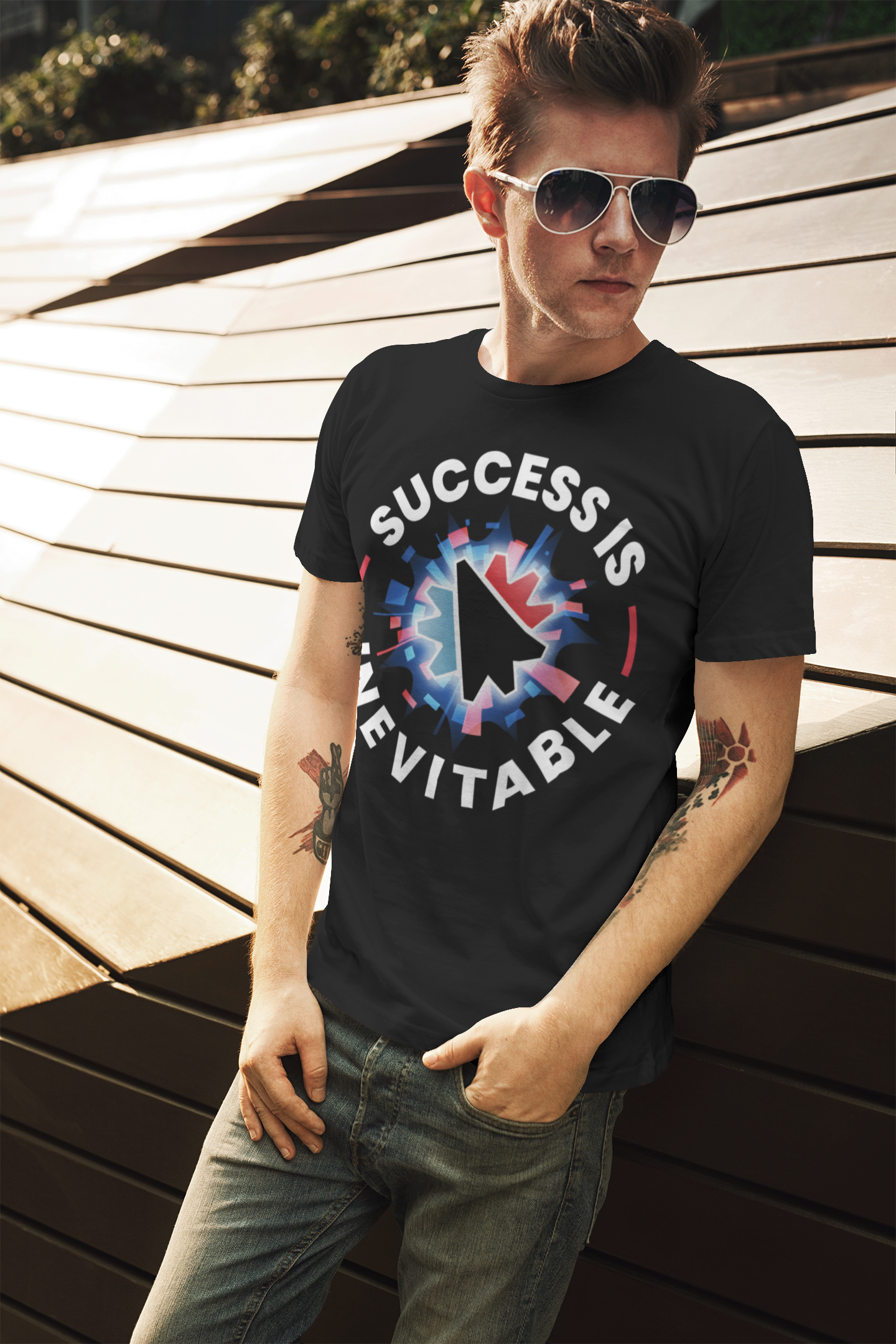 Success Is Inevitable T-Shirt – Motivational Graphic Tee with Cursor Design - 14884