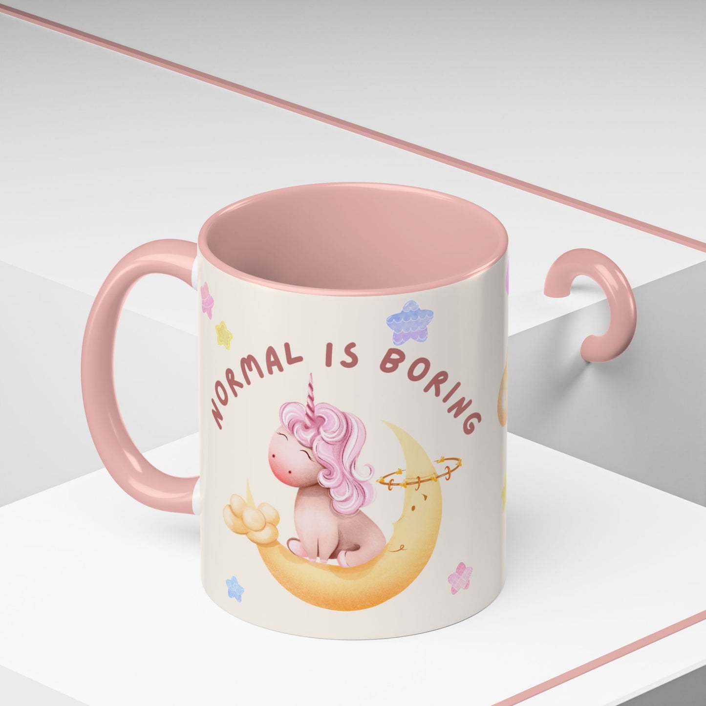 Normal is Boring, Be A Unicorn - Accent Coffee Mug (11, 15oz) - 11084