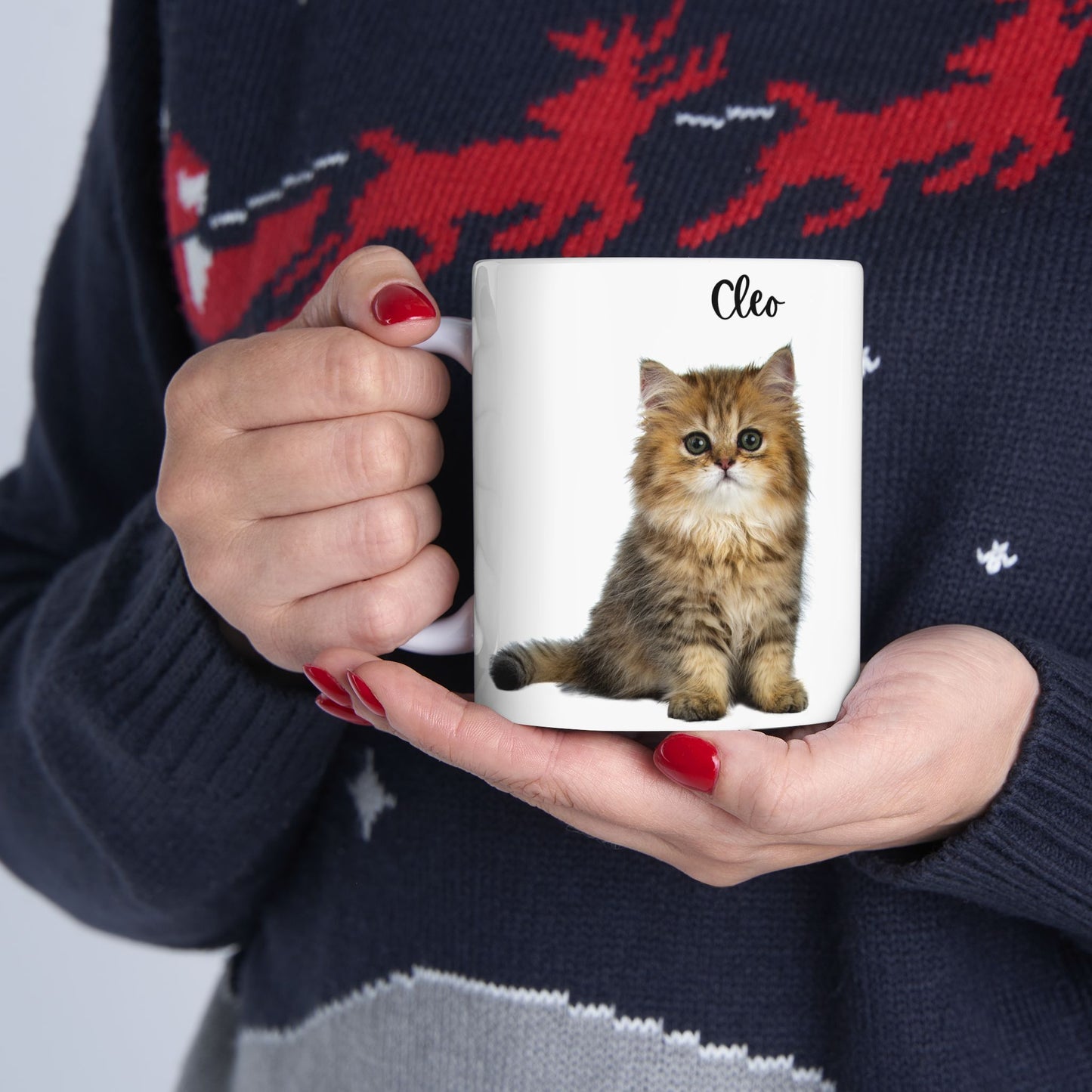Cute Cat Ceramic Mug - Personalized Pet Lover Gift for Cat Owners, Coffee Cup, Cat Lover Mug, Customized Mug, Funny Animal Gift - 14202