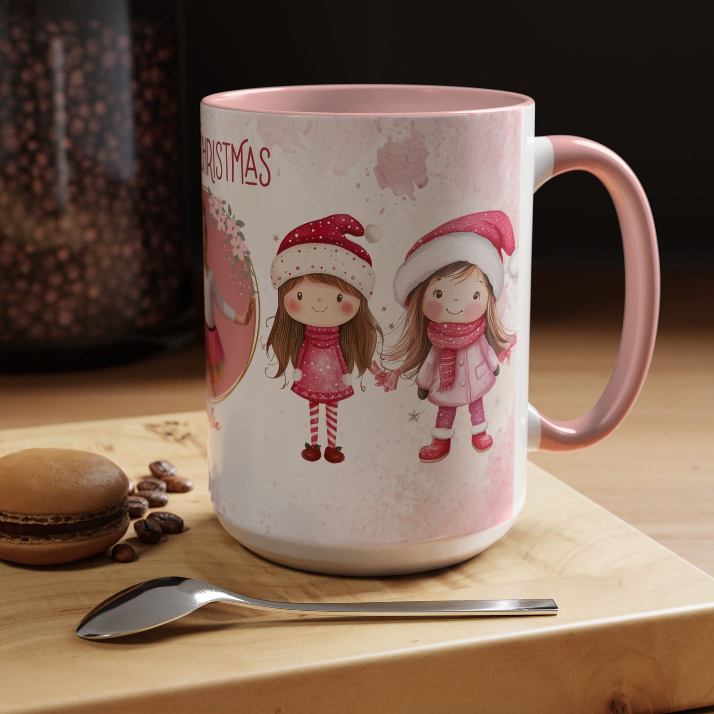 Amelia, Christmas Girl, Customizable - Accent Coffee Mug (11, 15oz) - 10144