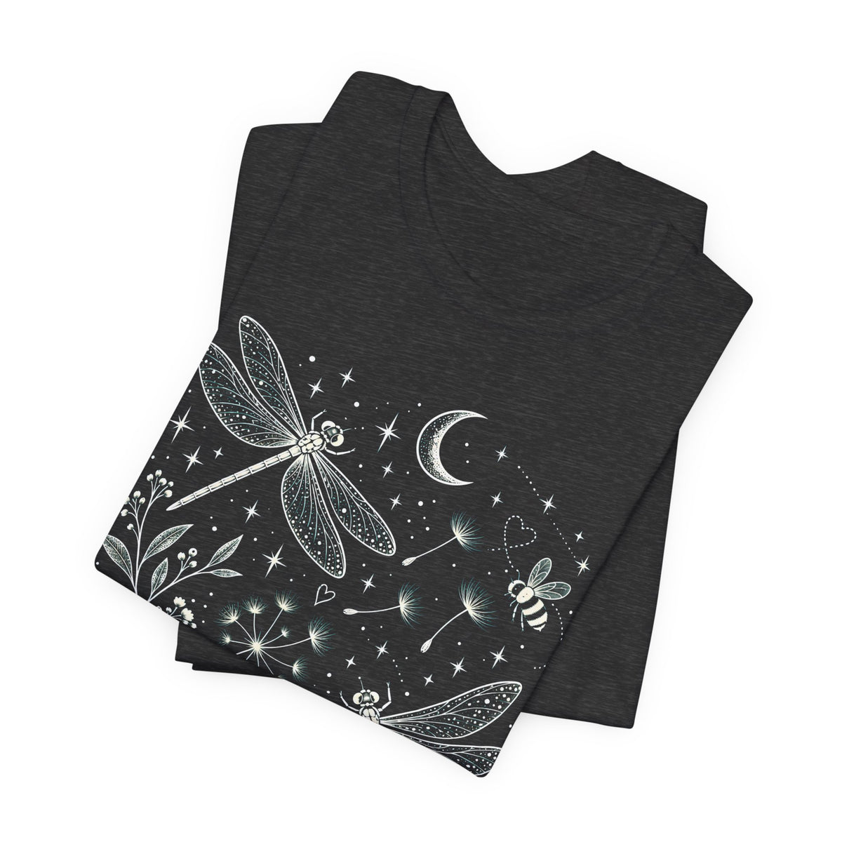 Dragonfly Moon T-Shirt, Whimsical Celestial Nature Tee - 14518