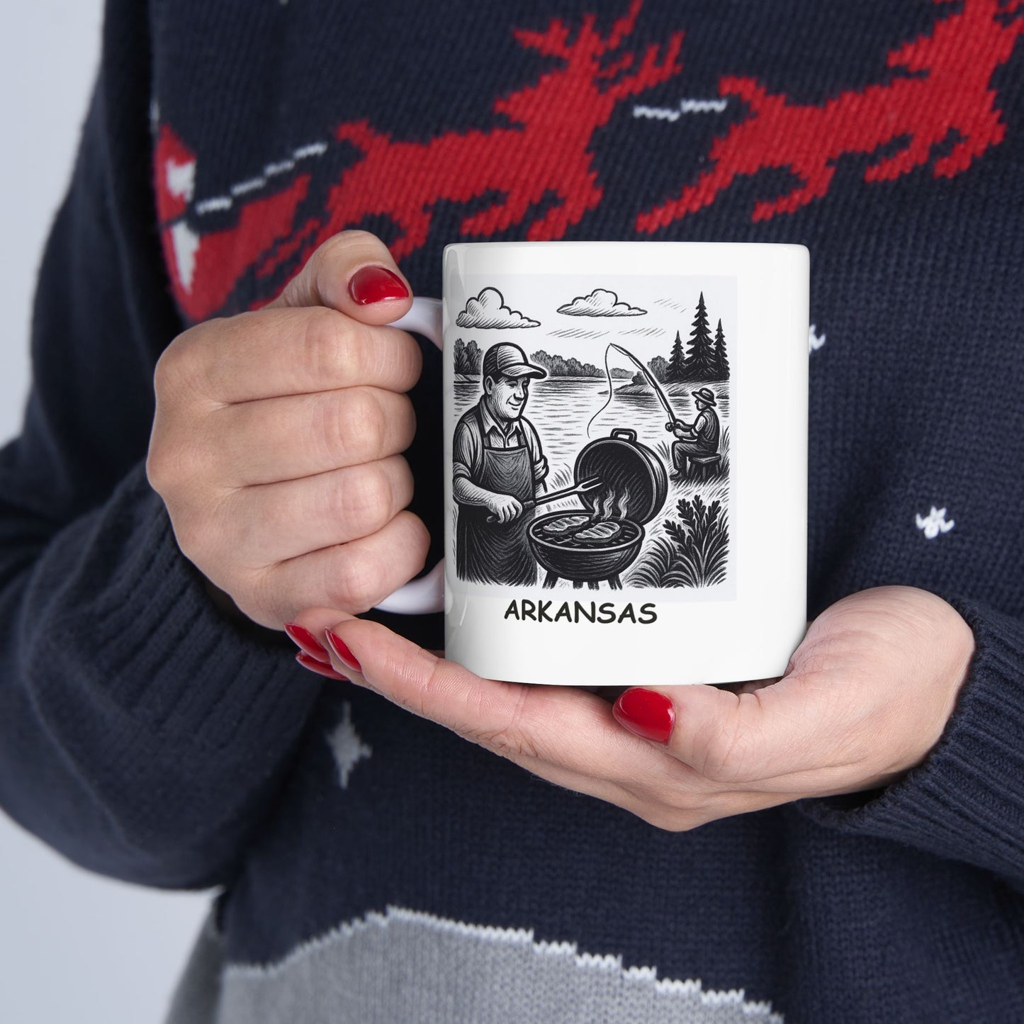 "Arkansas: The only state where you can find the best BBQ and the best fishing spots." Coffee Mug - 13273