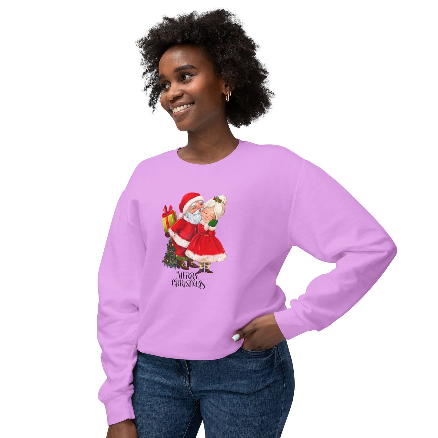 Santa & His Partner - Unisex Lightweight Crewneck Sweatshirt - 10028