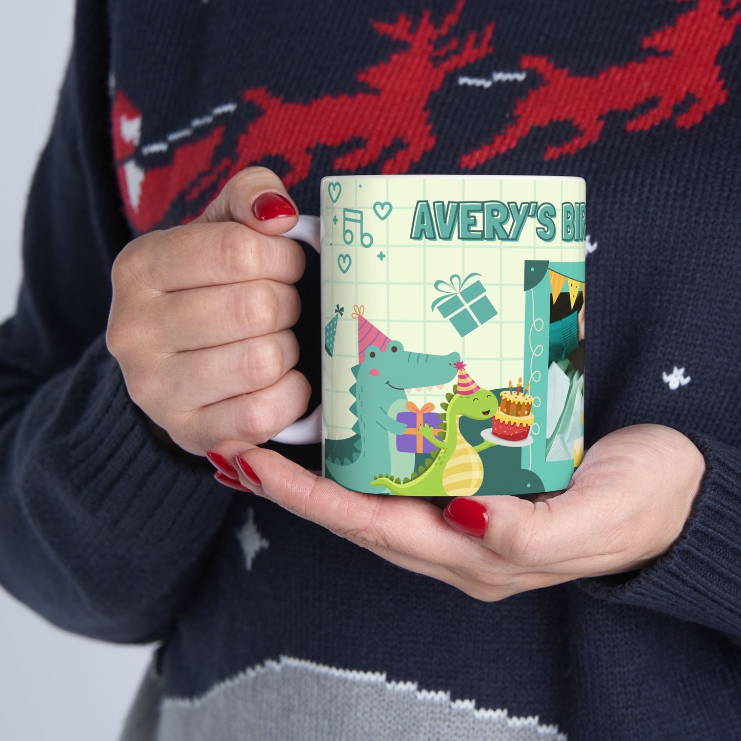 Birthday Party Dino Mug, Fun Kids Mug, Celebration Drinkware, Dinosaur Gift, Party-Themed Ceramic - 14000