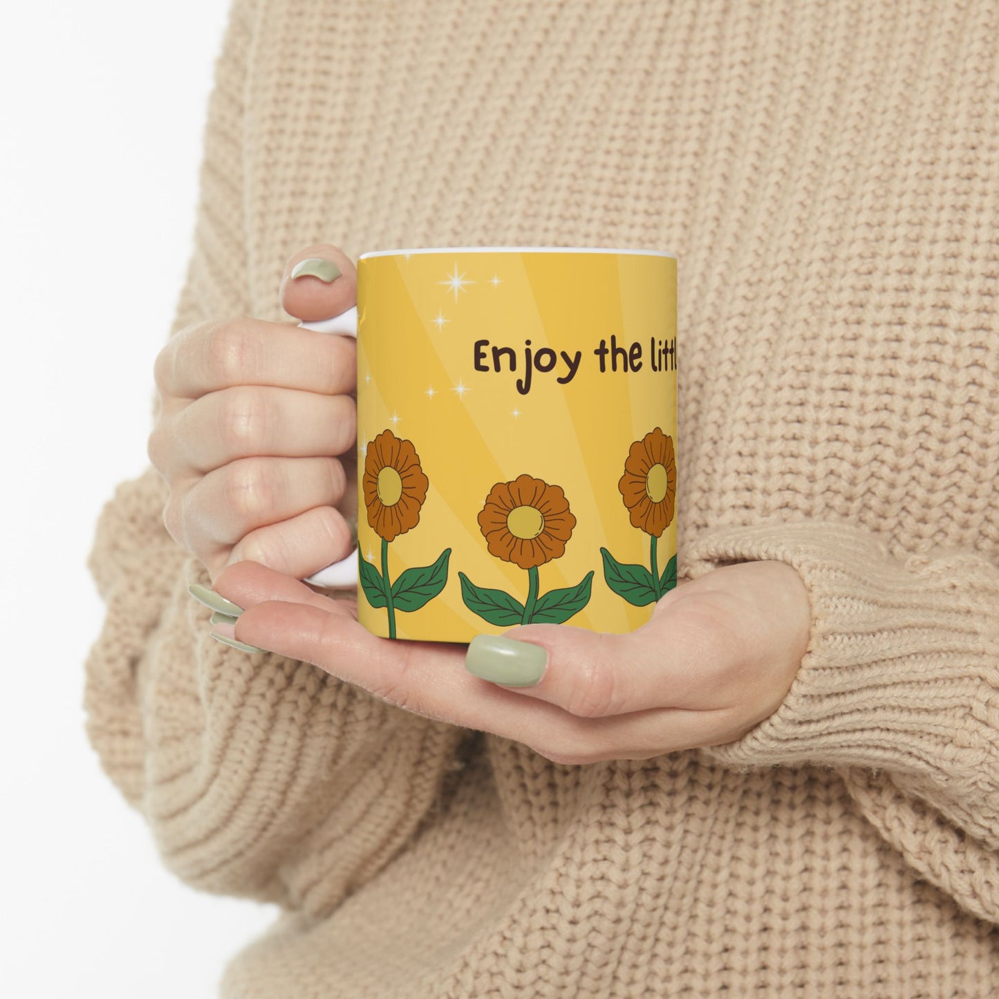 Sunflowers, Enjoy Little Things - Ceramic Mug, (11oz, 15oz) - 11036