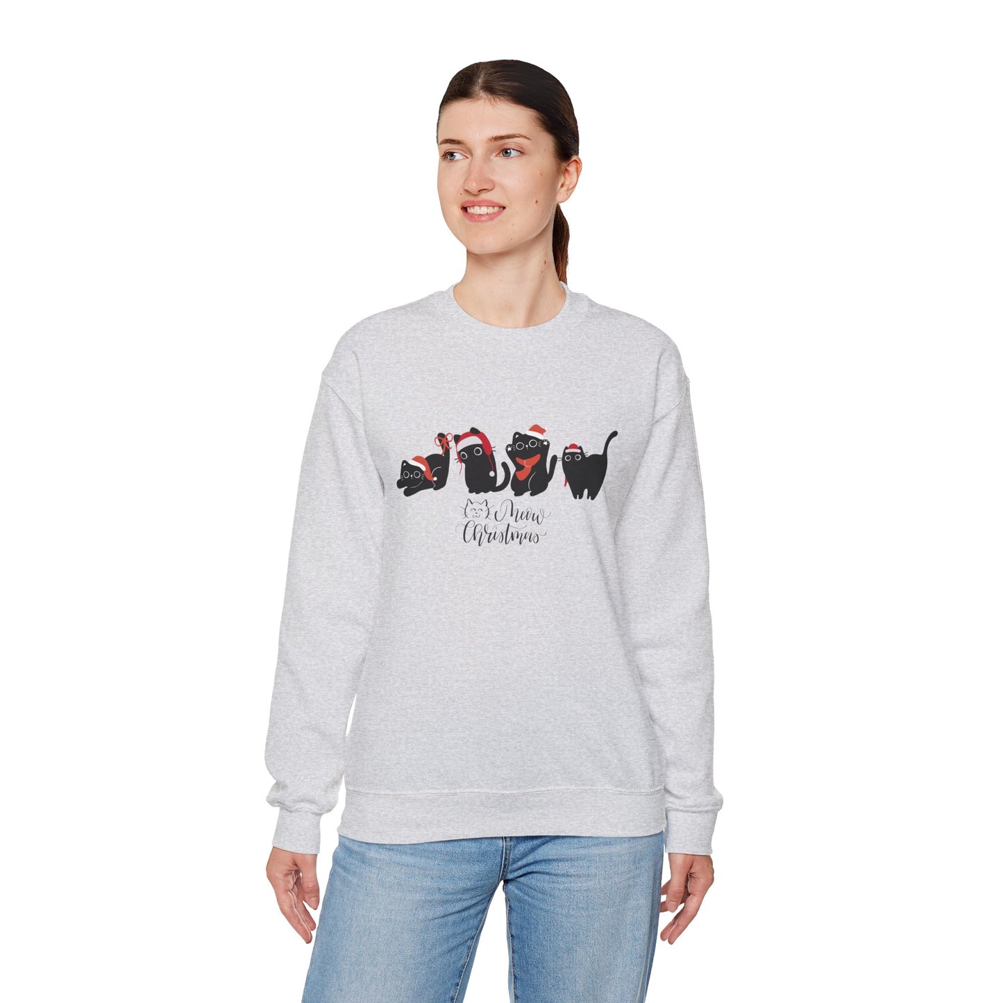 Black Cats, Meow Christmas - Unisex Heavy Blend™ Crewneck Sweatshirt - 10044