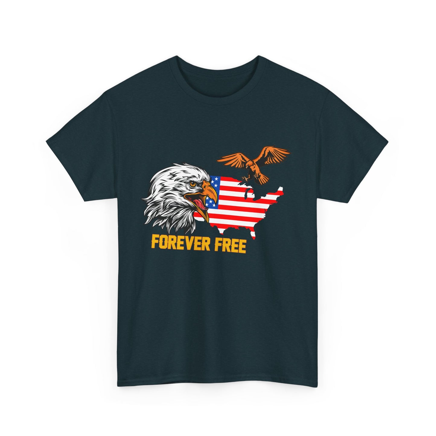 Unisex Heavy Cotton Tee with "Forever Free" Design - Perfect for Patriotic Events, July 4th Celebrations, Gifts, Summer Wear, Casual Outfits - 13692