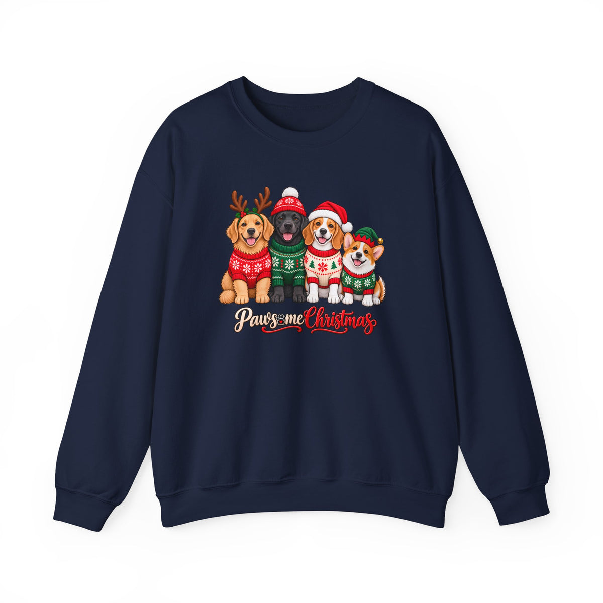 Pawsome Christmas Sweatshirt,  Cute Festive Dogs Crewneck - 14558