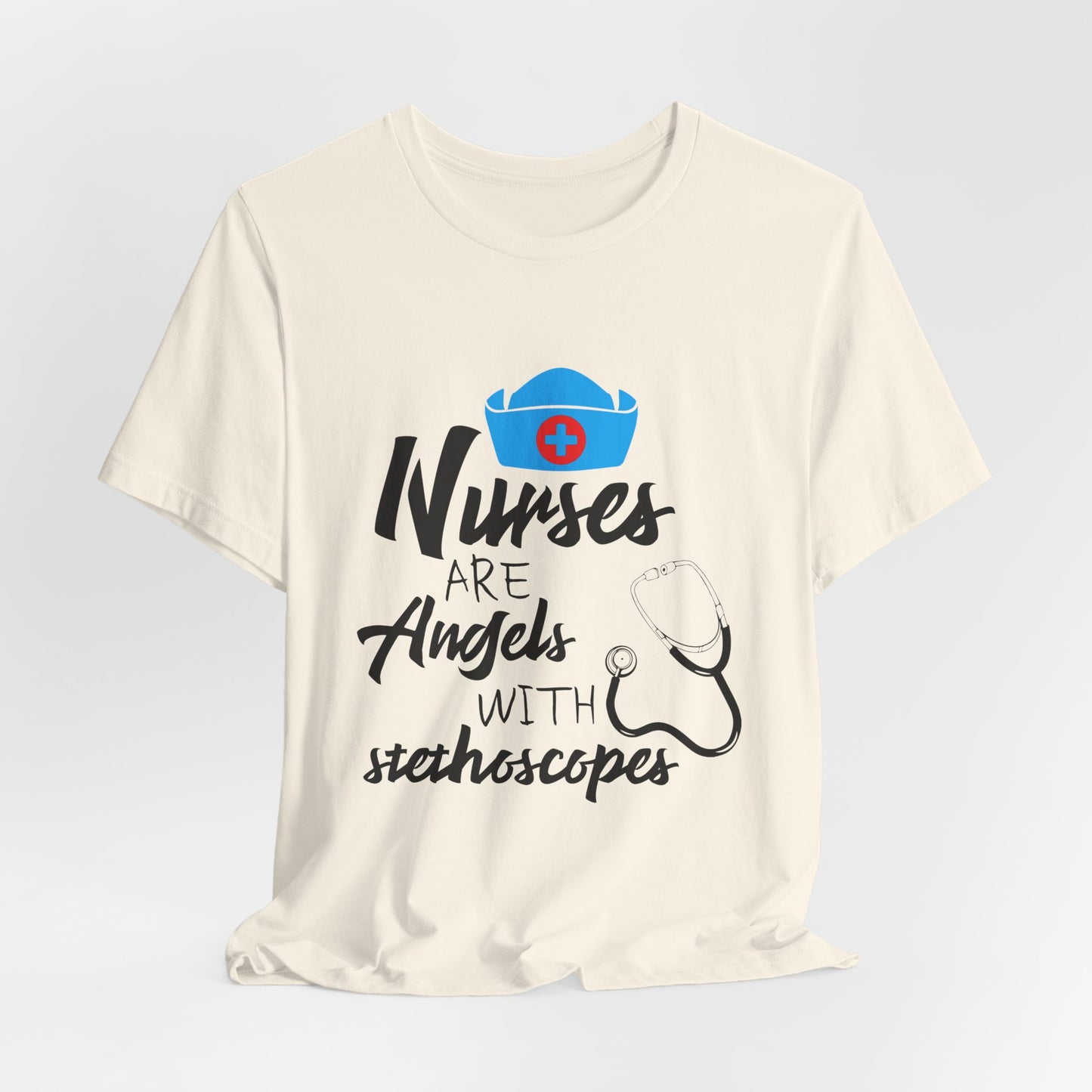 Nurses Are Angels With Stethoscopes - Unisex Jersey Short Sleeve Tee - 13354