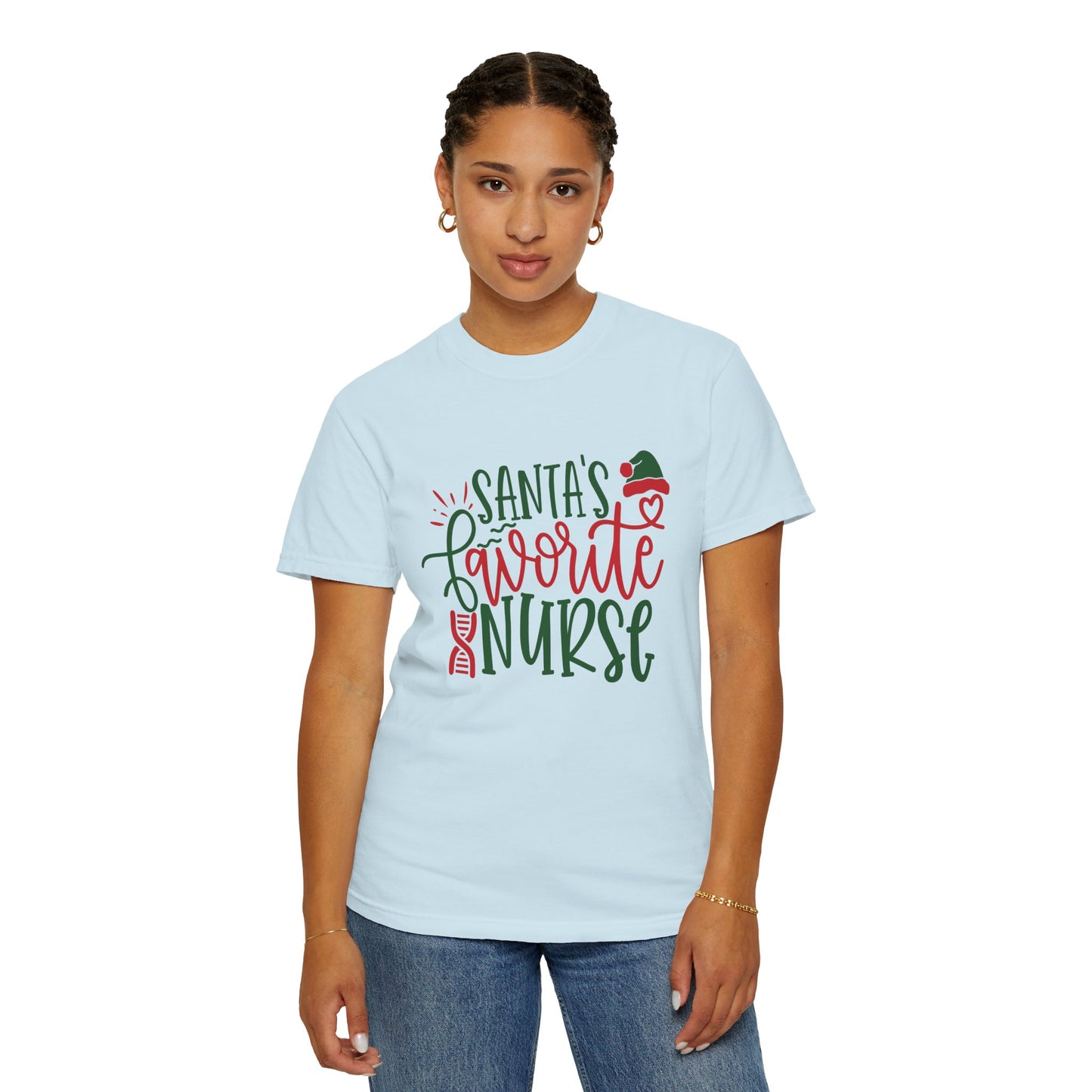 Santa's Favorite Nurse - Unisex Garment-Dyed T-shirt - 10352