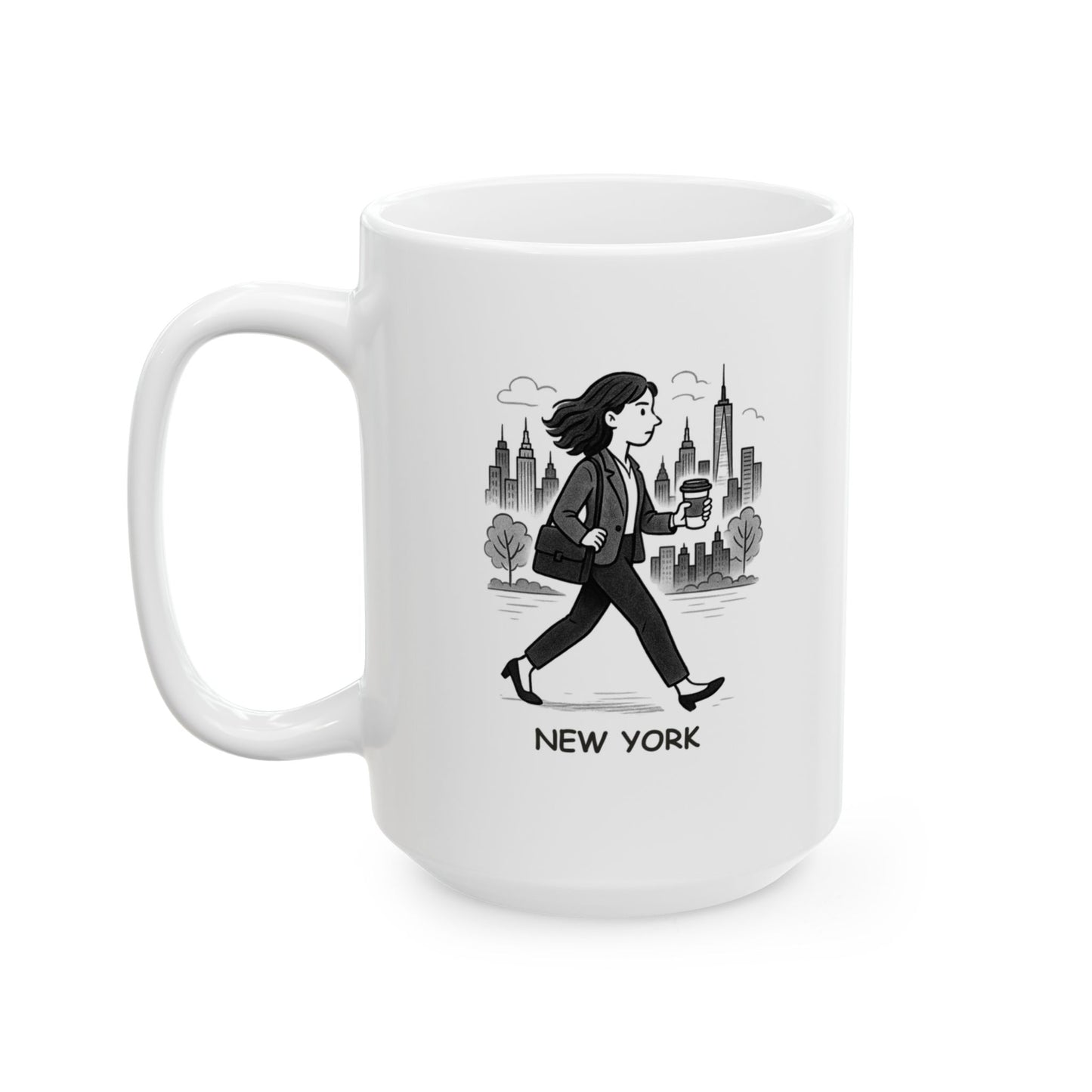 "In New York, we don’t just walk fast—we walk with a purpose and a coffee in hand." Ceramic Mug - 12828