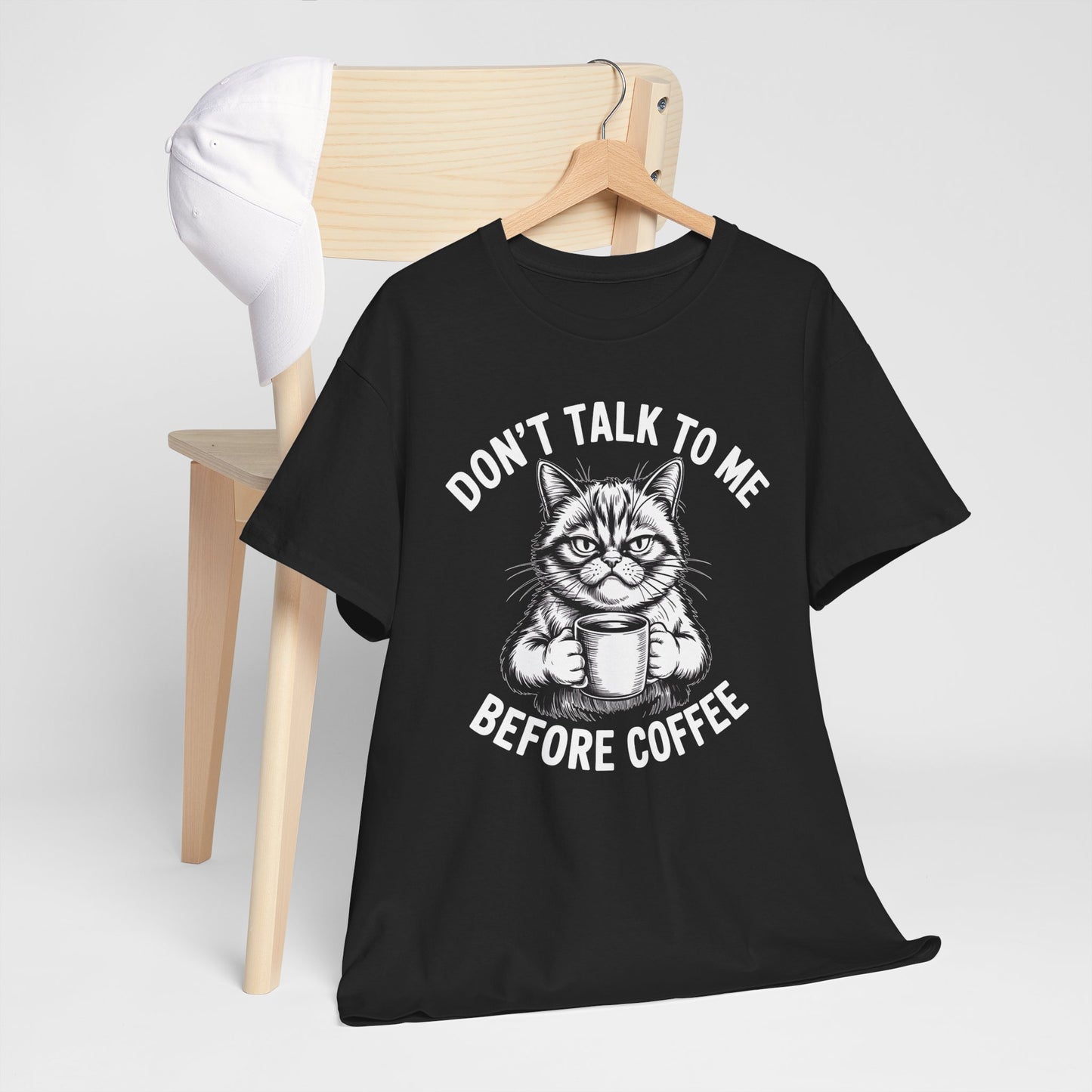 Funny Cat Coffee T-Shirt – “Don’t Talk To Me Before Coffee” Graphic Tee | Cute Grumpy Cat Shirt Gift - 14842
