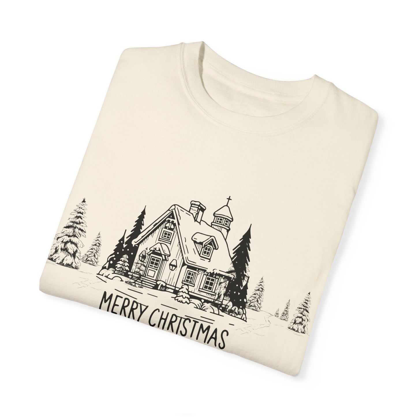 Merry Christmas, House - Unisex Garment-Dyed T-shirt - 10114